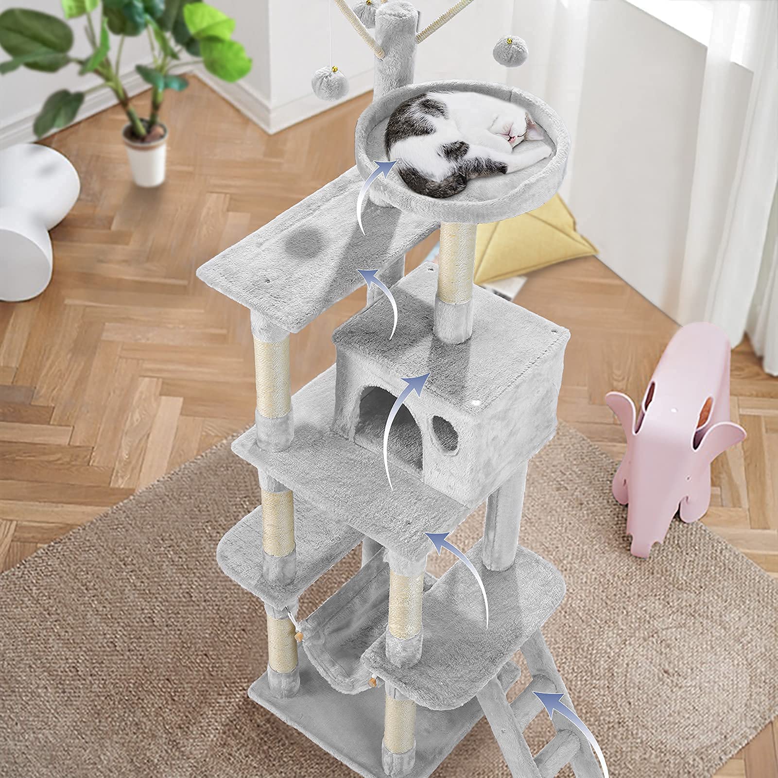 【についてお】 JOYO Cat Tree Tower, 65.5" Cat Tower MultiLevel Cat Tree House with Sisal 並行輸入品 のキャンセ