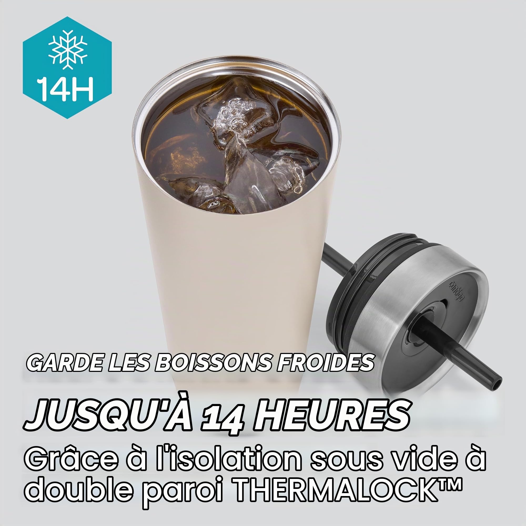 Contigo No-Spill Mug Isotherme avec Paille | Gobelet | Froid 14 h | 720 ml