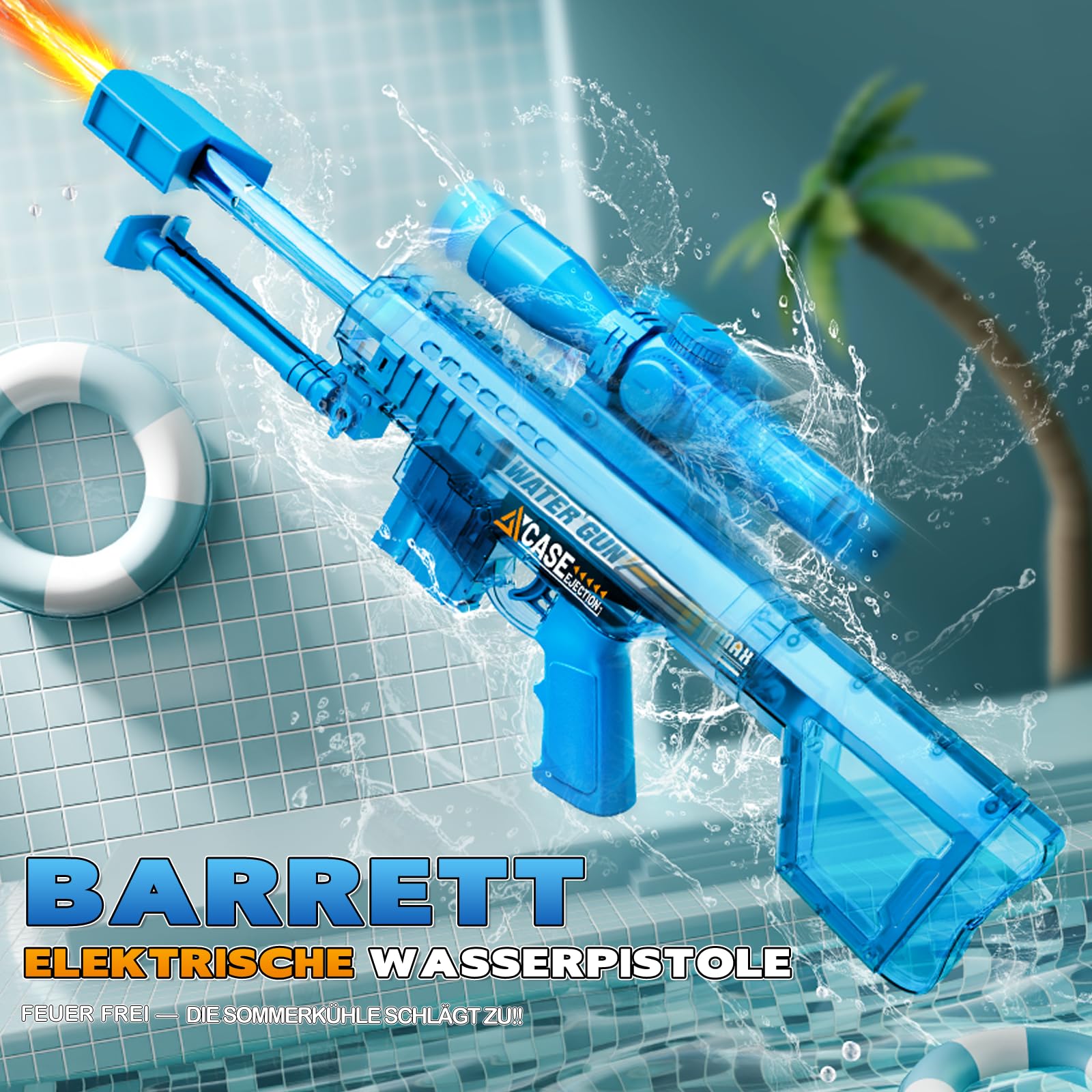 Maxee Pistola ad acqua elettrica, pistola a spruzzo automatica con un pulsante, per bambini, adulti, piscina, feste, spiaggia all'aperto, blu