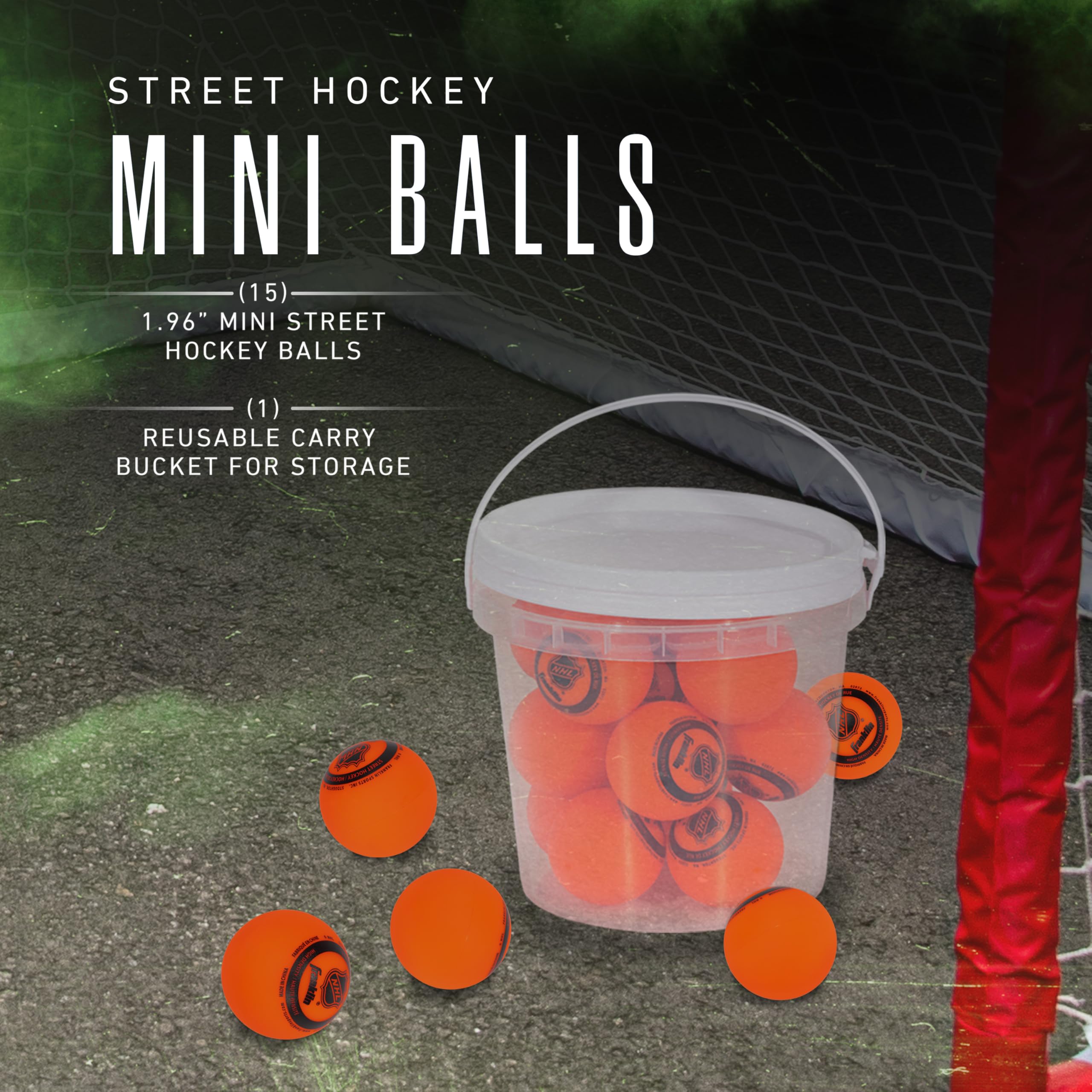 Franklin Sports 15 Stück Mini Street Hockey Bälle LNH - Kein Rückprall - Rollhockeybälle Mini 5cm (2 Zoll) orange