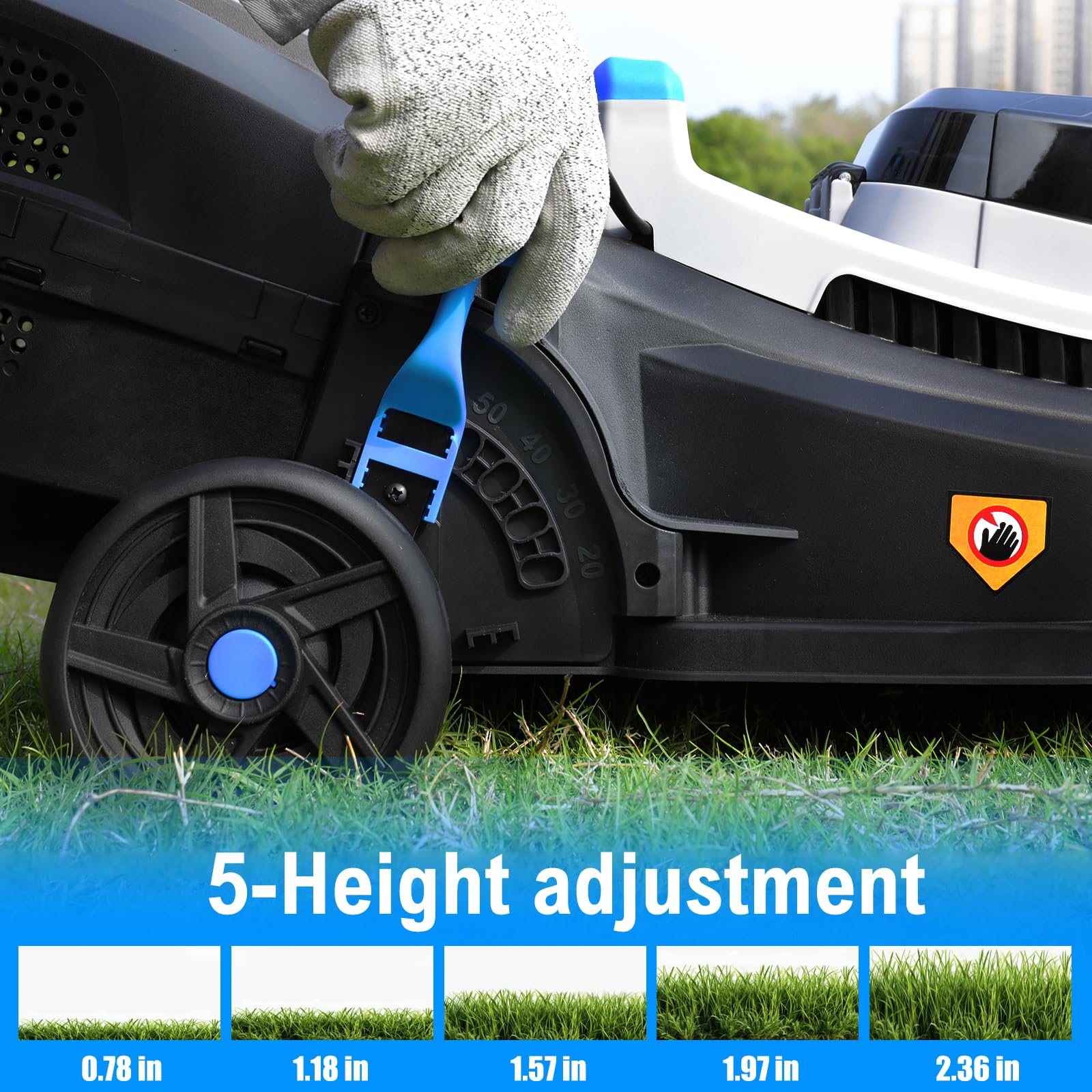 ROYAL GARDEN 13 Inch Lawn Mower Cordless Electric Walk Behind Push Mower with 5-Height Adjust Portable & Lightweight Push Battery Powered Lawn Mower (4.0AH Battery & Charger Included) - Additional View