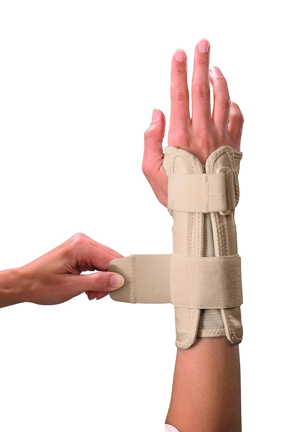 MUELLER Sports Medicine Reversible Wrist Stabilizer with Splint for Men and Women - Compression Wrist Support for Carpal Tunnel, Arthritis, Tendinitis Relief, Beige, Small/Medium : Health & Household