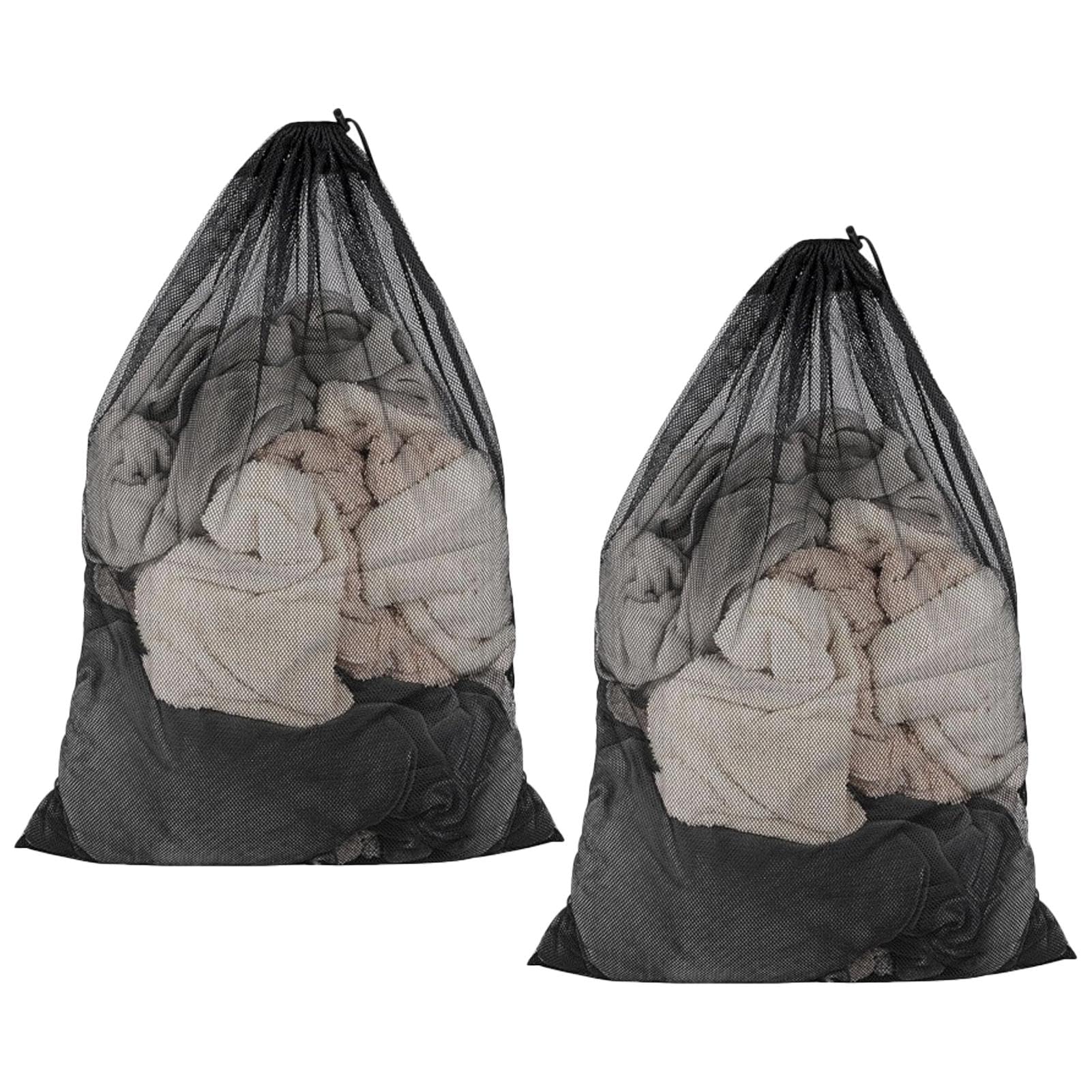 2 Pack Mesh Laundry Bags with Drawstring, 70 x 90cm Large Laundry Net Bags for Washing Machine, Heavy Duty Wash Bags for Bedding, Plush Toys, Curtains & Large Loads, Black