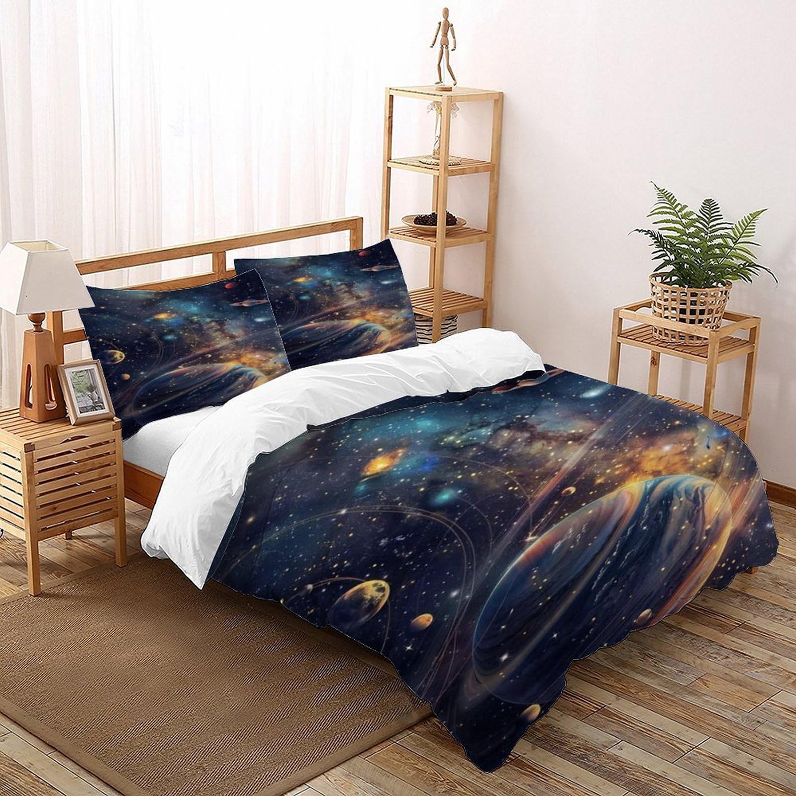 Housse de couette 200x200cm nébuleuse planétaire lit double microfbre