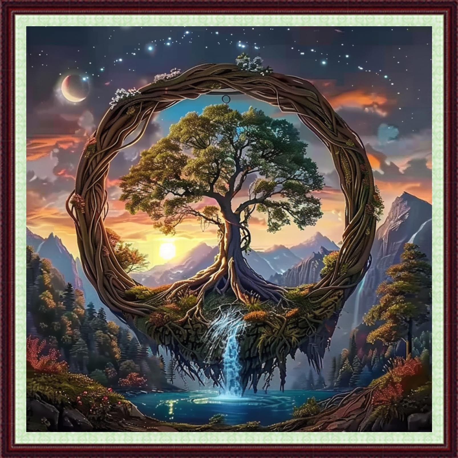 Dooxvey Cross Stitch Kits for Adults Beginners,Full Range of Cross-Stitch Stamped Kits Needlepoint Kits for Beginners Embroidery Kits 11CT Cross Stitch Patterns-Magic Tree 18x18 inch