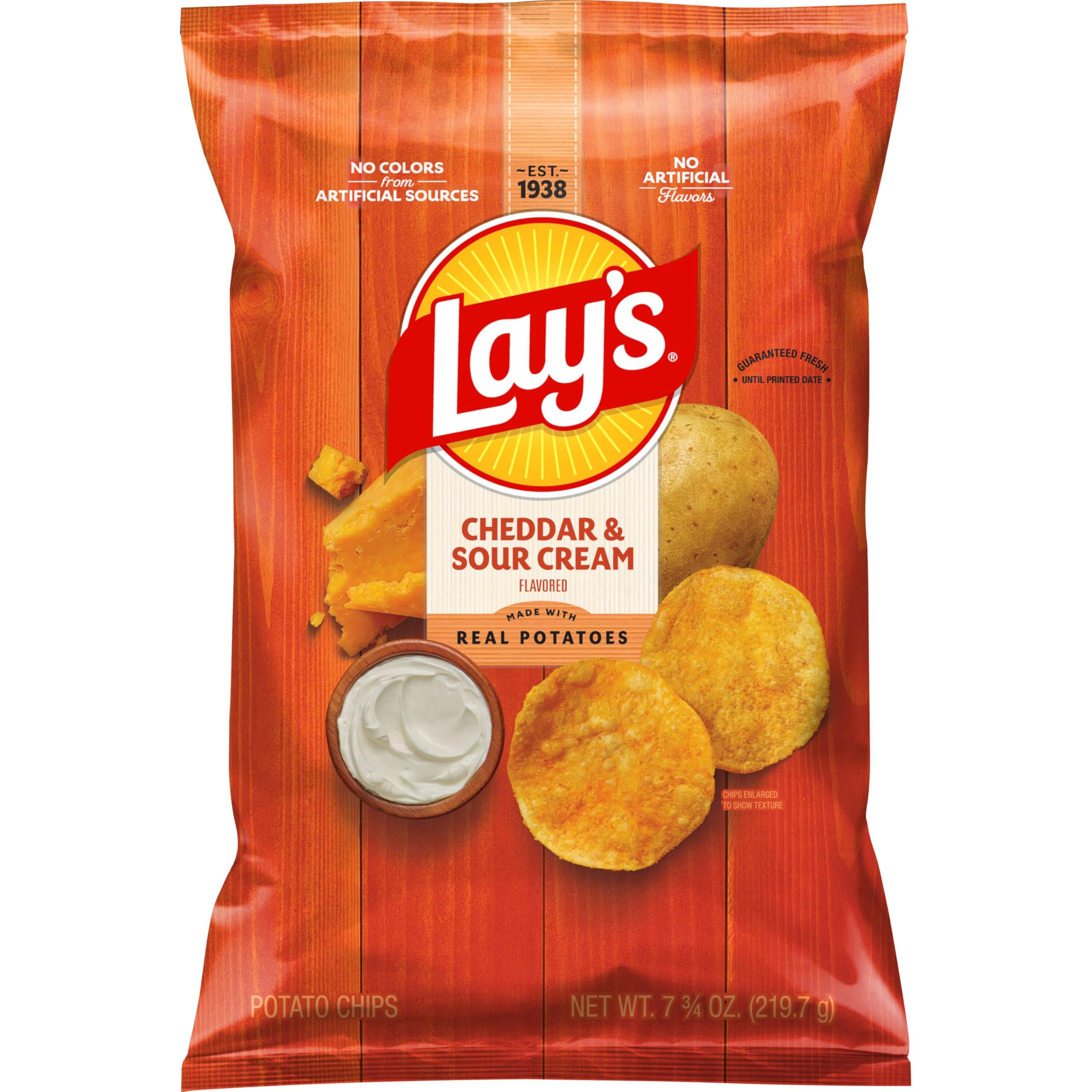 Lays Potato Chips Cheddar Sour Cream Flavored Snacks 7 75oz Bag