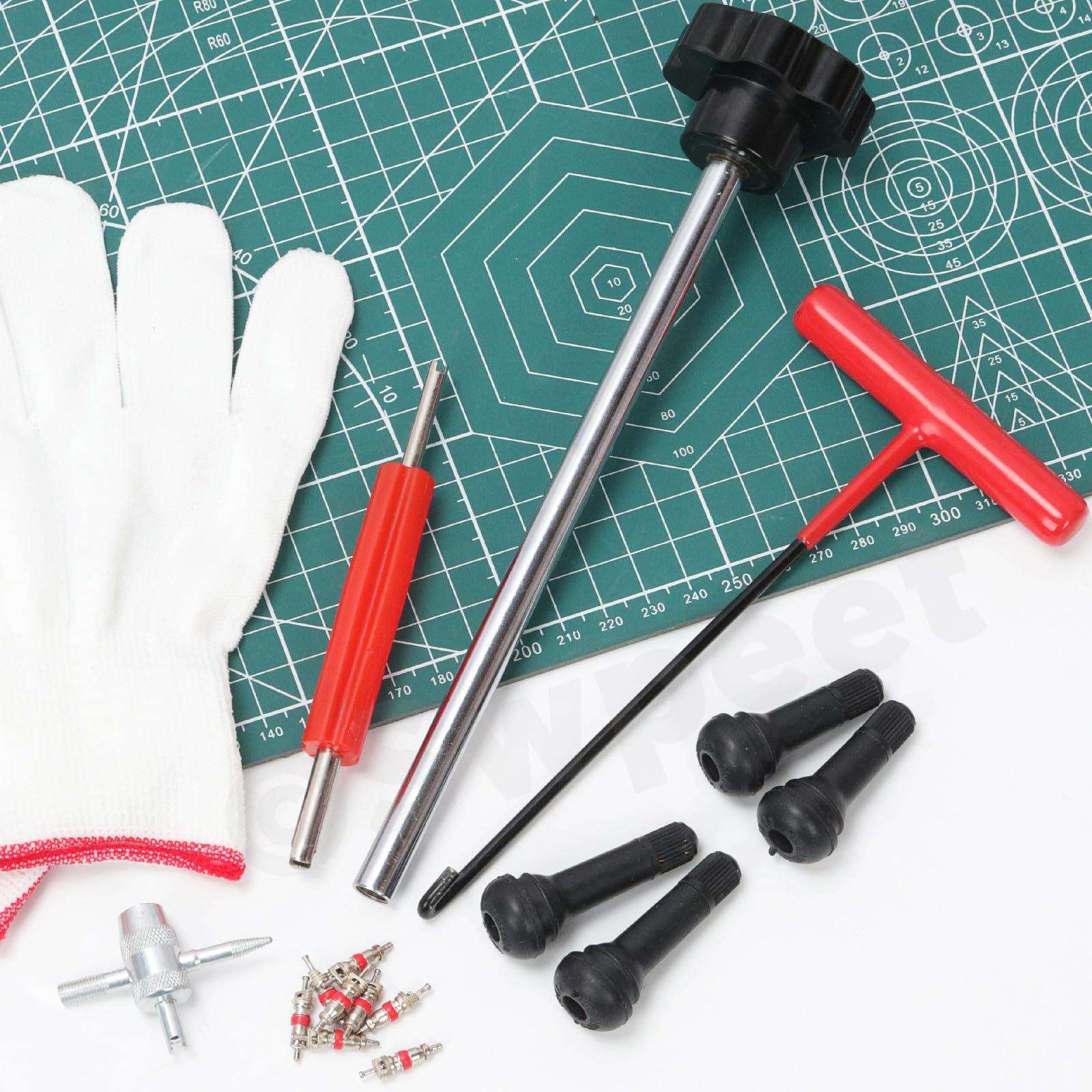Swpeet 22pcs Szybkie narzędzie do zmiany zaworu opon z zestawem TR413 / TR414, Narzędzie do usuwania łodygi zaworu opon, Narzędzie do szybkiej wymiany rdzenia zaworu opon do wymiany wyciekających zawo