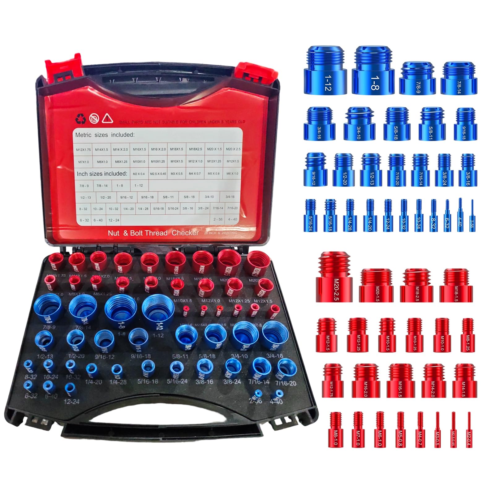 Gewindelehre Thread Checker Satz 52-teilig Gewindeprüfer Metrisch 24 Zoll 28