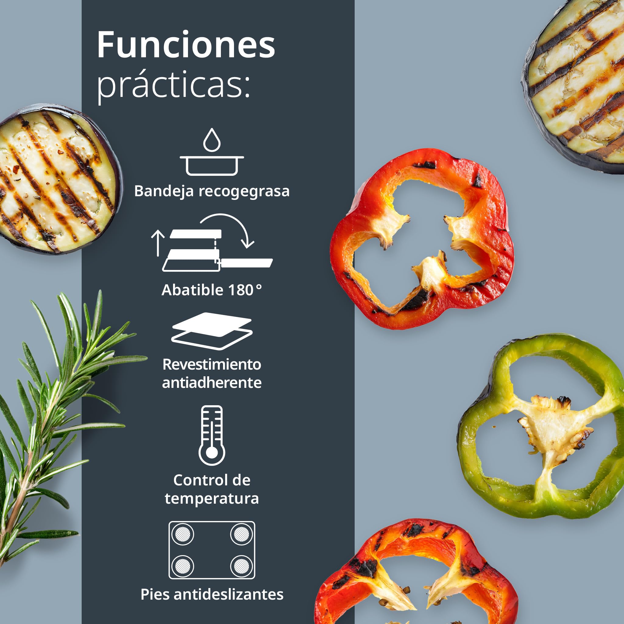 ADE Parrila eléctrica | sandwichera 3 en 1 | parrilla y plancha de cocina antiadherente | grill de mesa para sandwiches, panini, verdura | grill de 2.000 vatios | negra