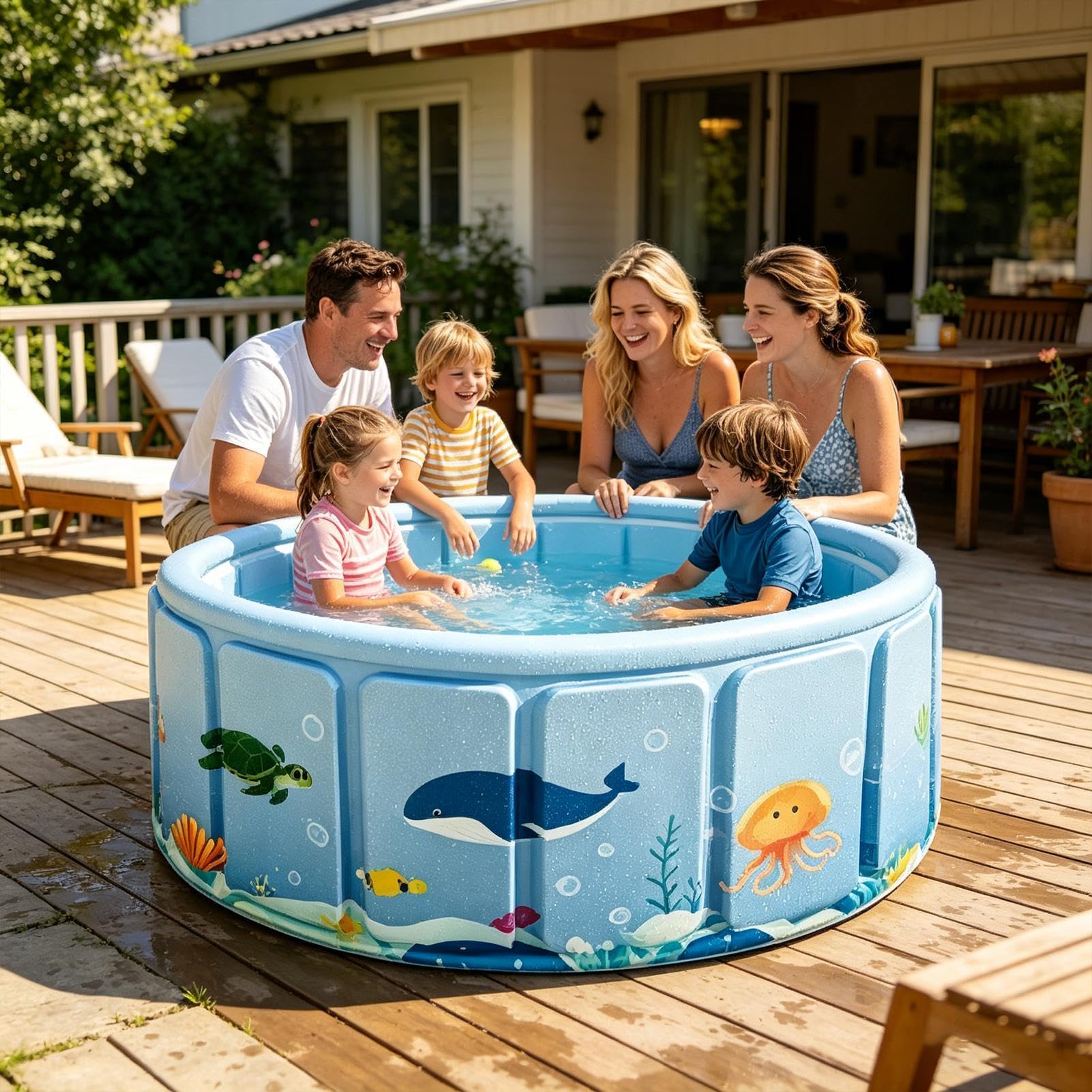 Piscina per Bambini Vasca Da Nuoto Per I Bambini | Piscina Portatile Pieghevole Da Giardino Esterno per Cani Feste Bambini Cortile Giardino Terrazza Interno Spiaggia Giardino