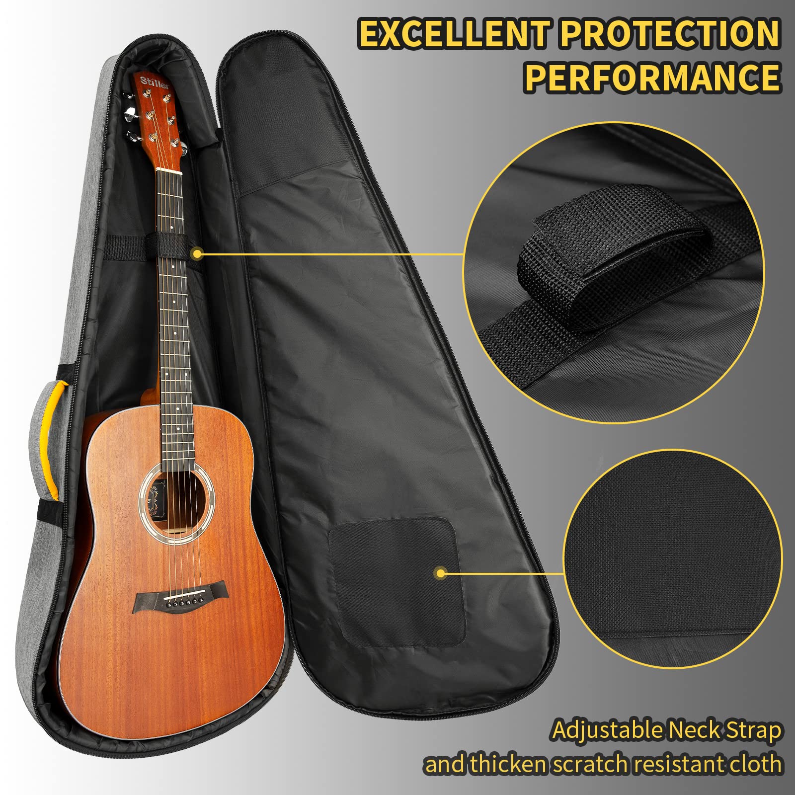 Bolsa de Guitarra Amarilla de Viaje, Triángulo -Gris, M, E-CHITARBAG-2