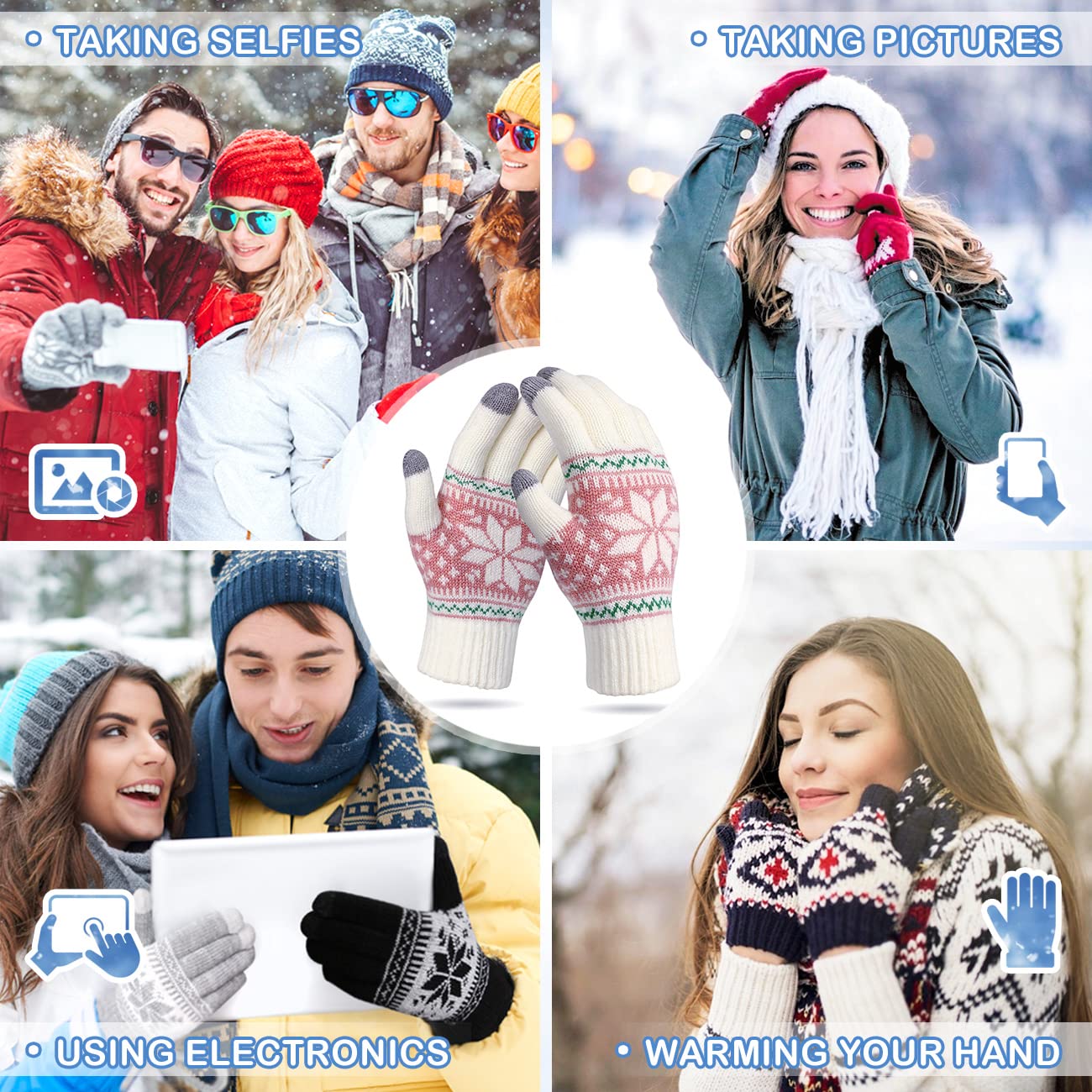 VENIMASEE Guanti invernali touch screen da neve guanti termici uomo donna