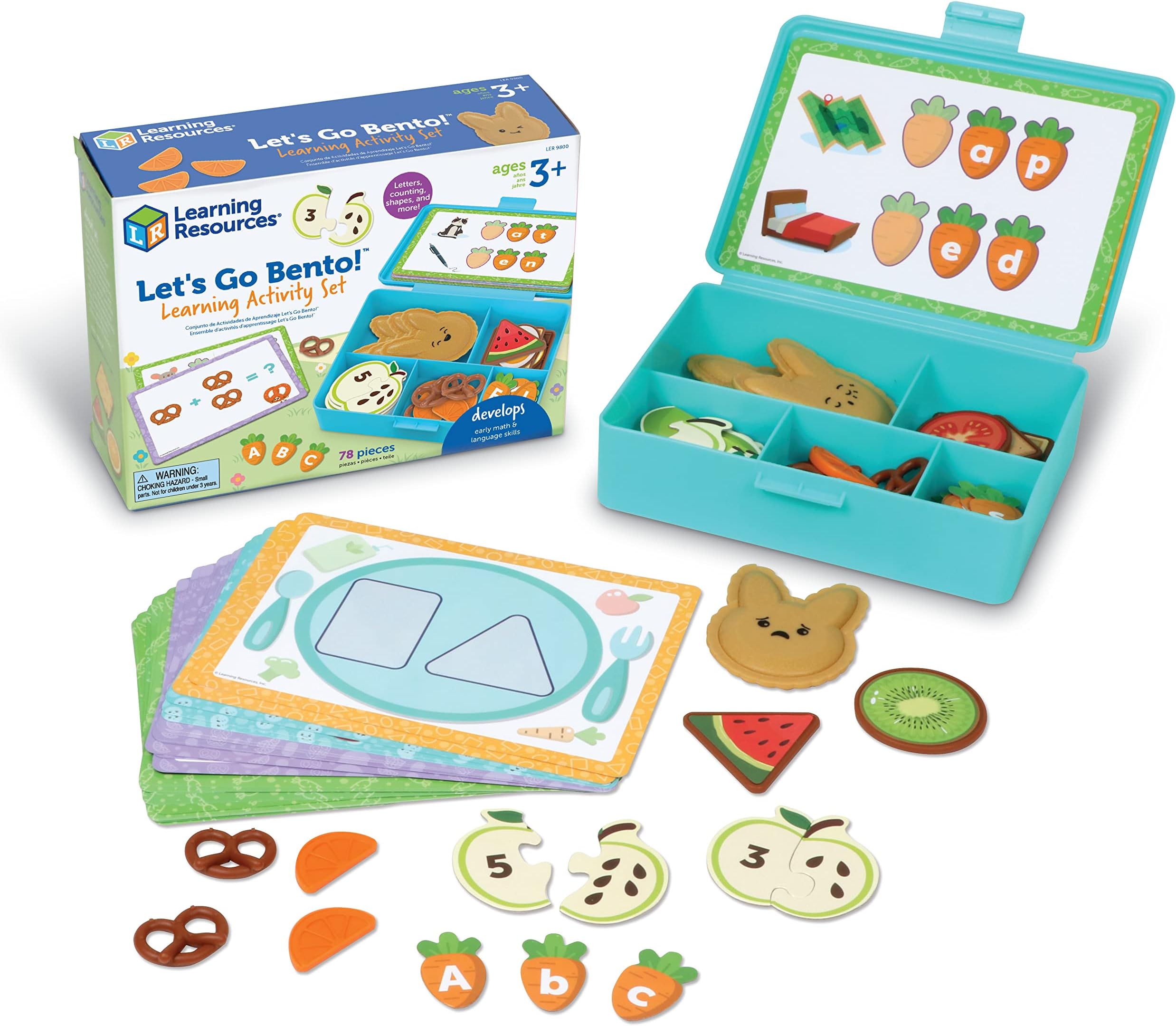 Learning ResourcesLet's Go Bento! Learning Activity Set, 78 Pieces, Ages 3+, Preschool Learning Activities, Toddler Toys, Learning & Education Toys, Feelings and Emotios, Fine Motor Skills