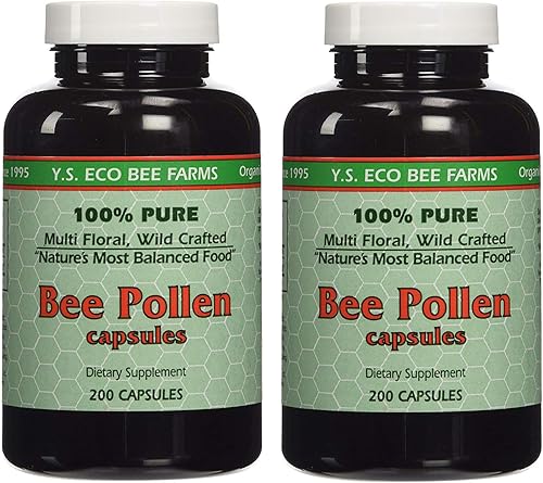 YS Organics Polen de abeja - 200 Cápsulas - Paquete de 2