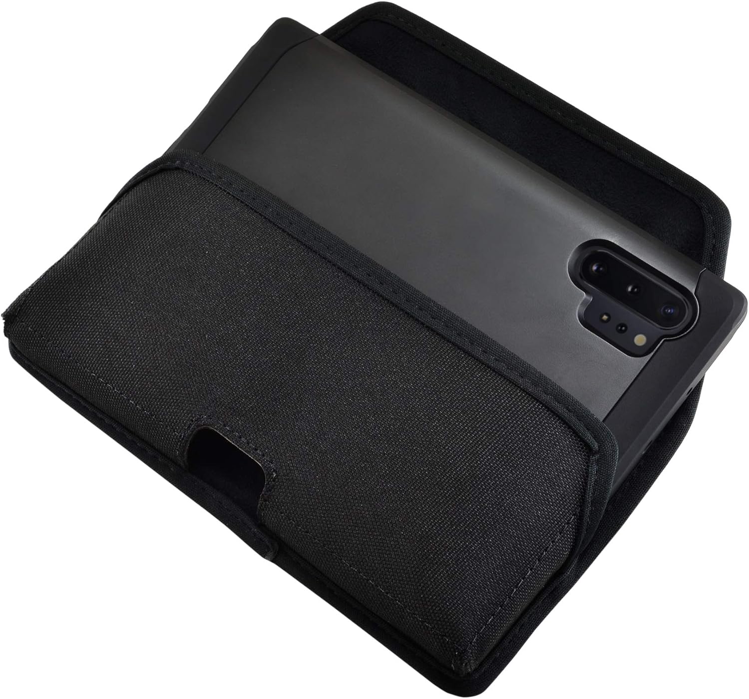 Turtleback Belt Clip Case Designed for Samsung Galaxy Note 10+ Plus (2019) Belt Holster Black Nylon Pouch with Heavy Duty Rotating Belt Clip, Horizontal