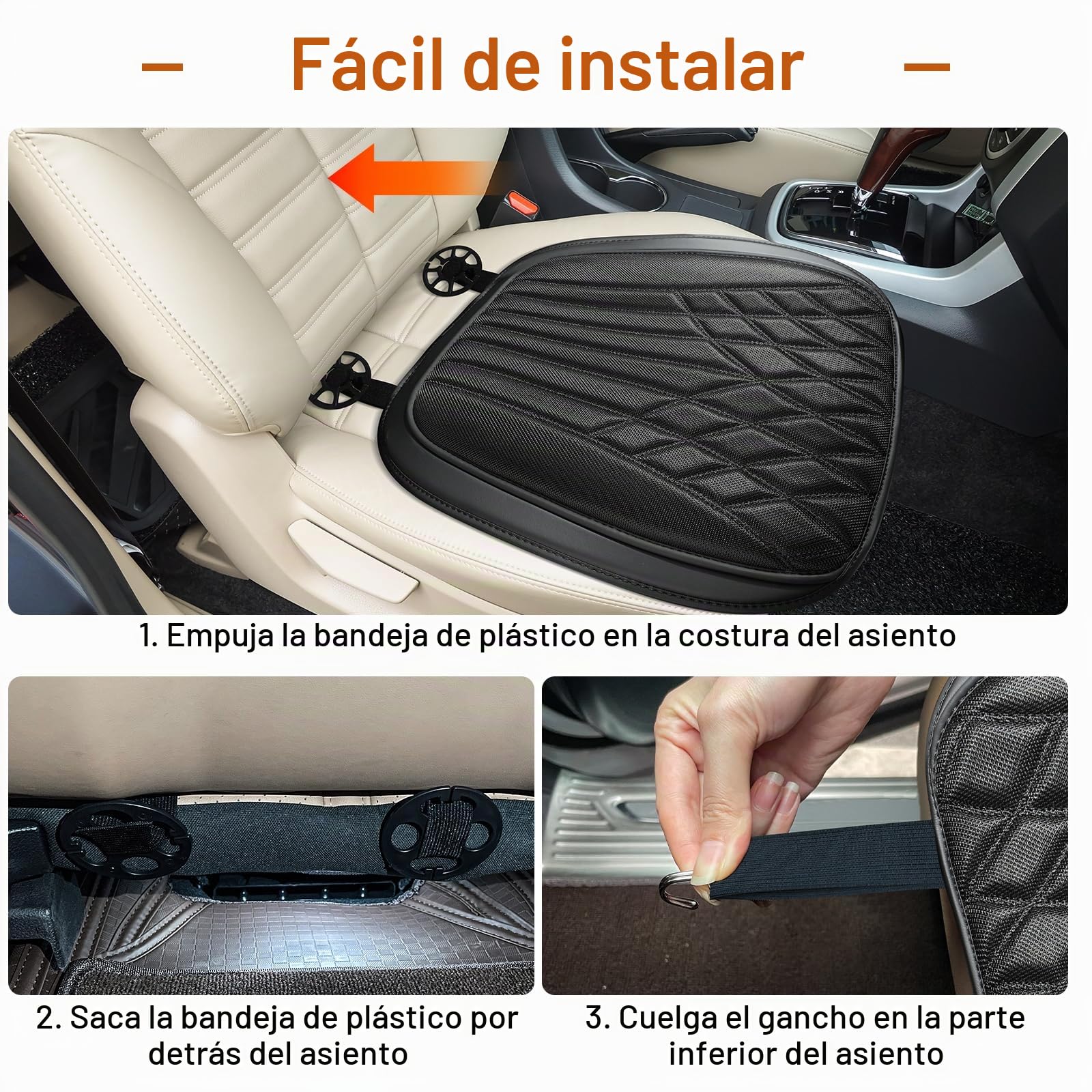 ZATOOTO Cojin Asiento Delanteros Coche, Fundas Asientos Coche, Protector Asiento Coche, Cojin Coche Conductor, Tanspirable, Antideslizante, Universale