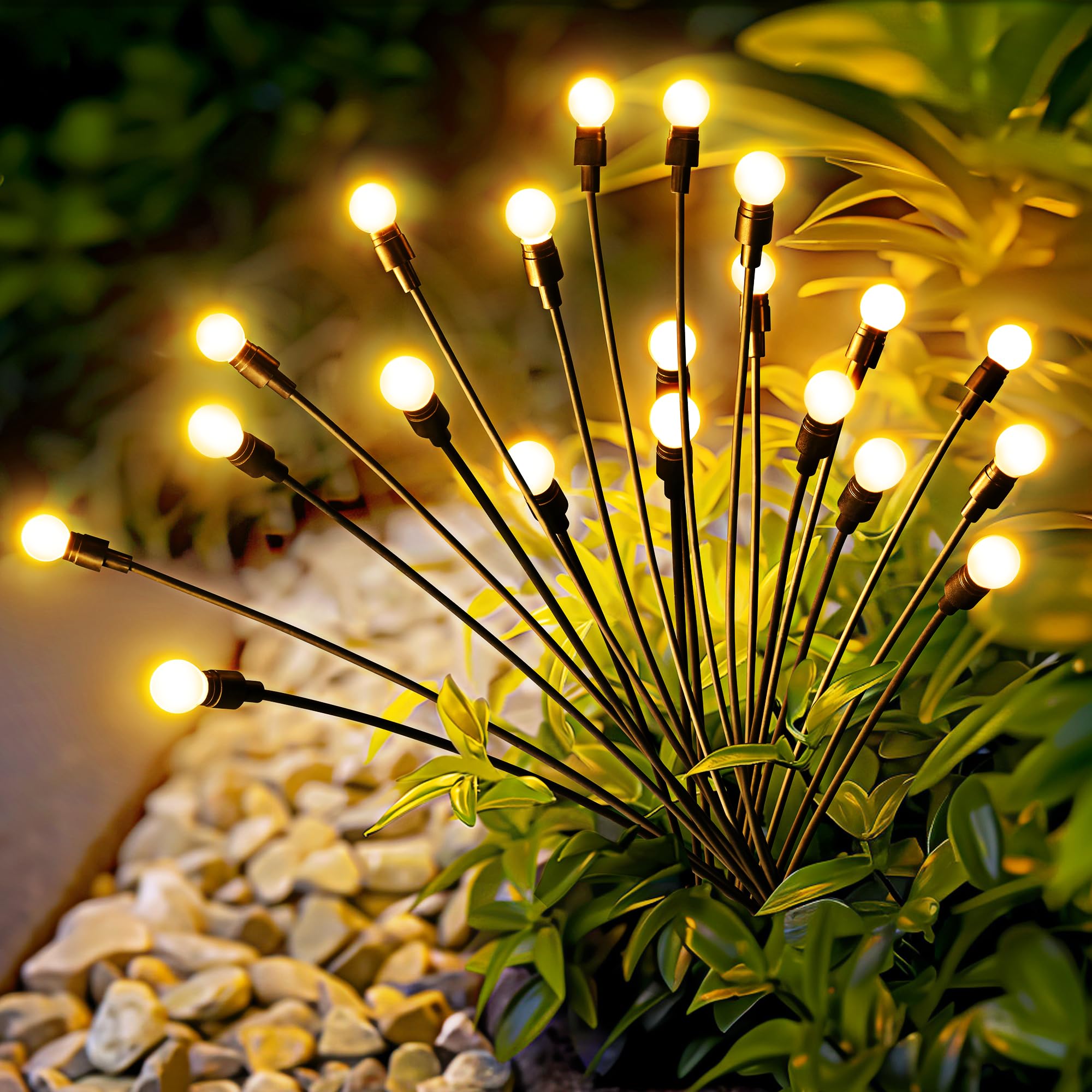 Solar Lights Outdoor Garden, 20 LED Firefly Outdoor Garden Lights Waterproof, Solar Powered Swaying Light for Pathway, Yard, Patio Decoration (2 Pack,Warm White)
