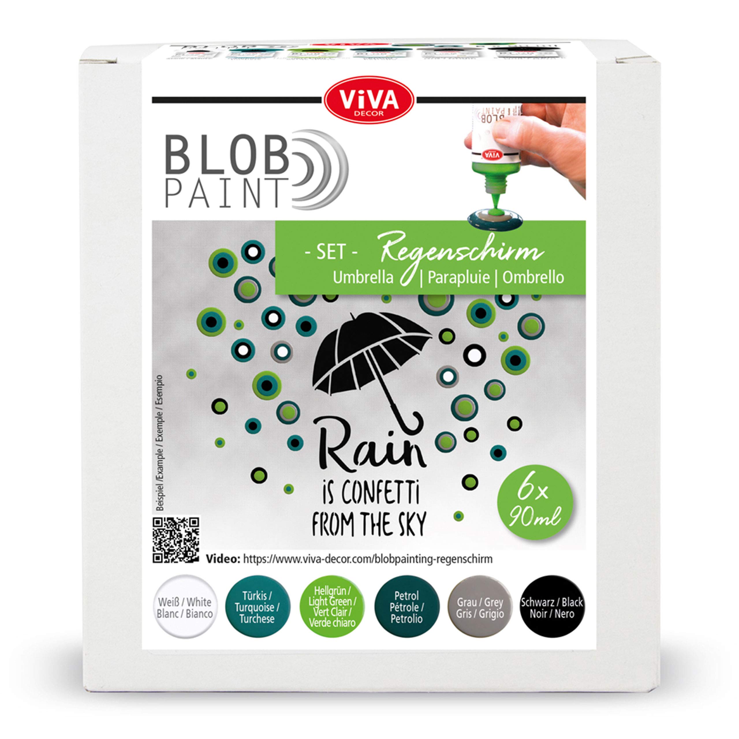 Viva Decor® Zestaw farb kropelkowych (parasol) gotowy do użycia kolory do malowania kropelkami – zestaw farb akrylowych do majsterkowania – materiały do malowania kropkami – zestaw farb do malowania
