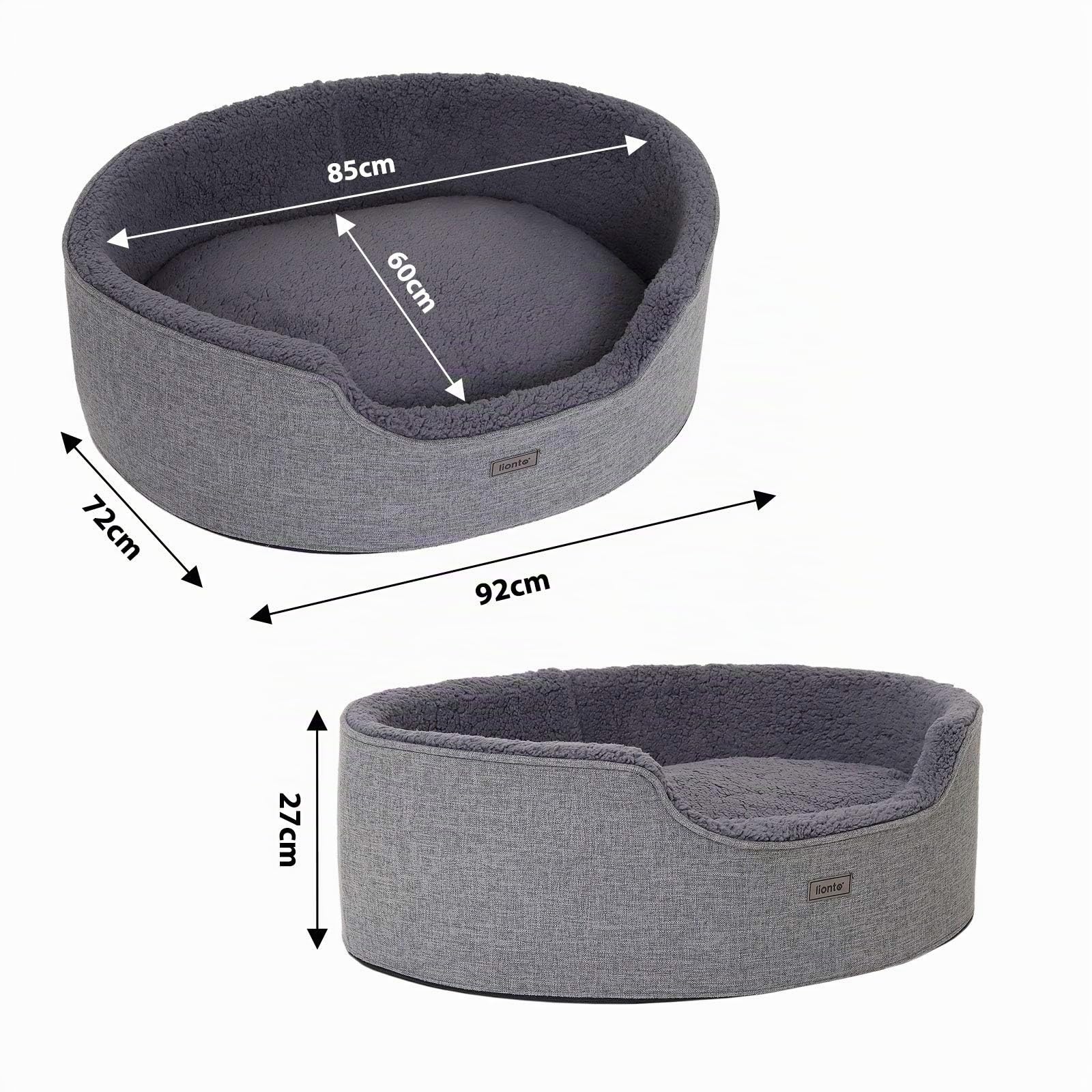 lionto Cuccia Cane con Cuscino Reversibile, Letto Cane, 92 x 72 cm, Grigio