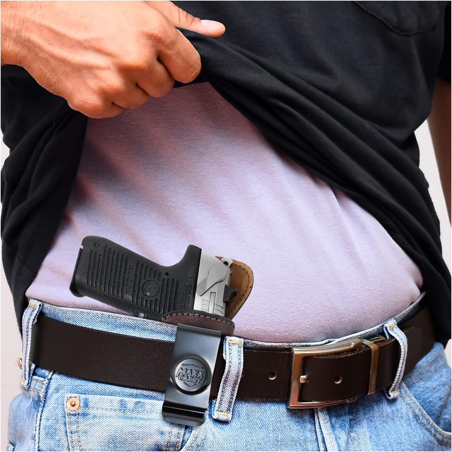 Genuine Leather Iwb Holster for Ruger P95 Pistol - Tactical Handgun Iwb Leather Holster Ruger P95 - Leather Concealed Carry Holster - Comfortable Appendix Everyday Carry - Maxx Carry Holsters by PH