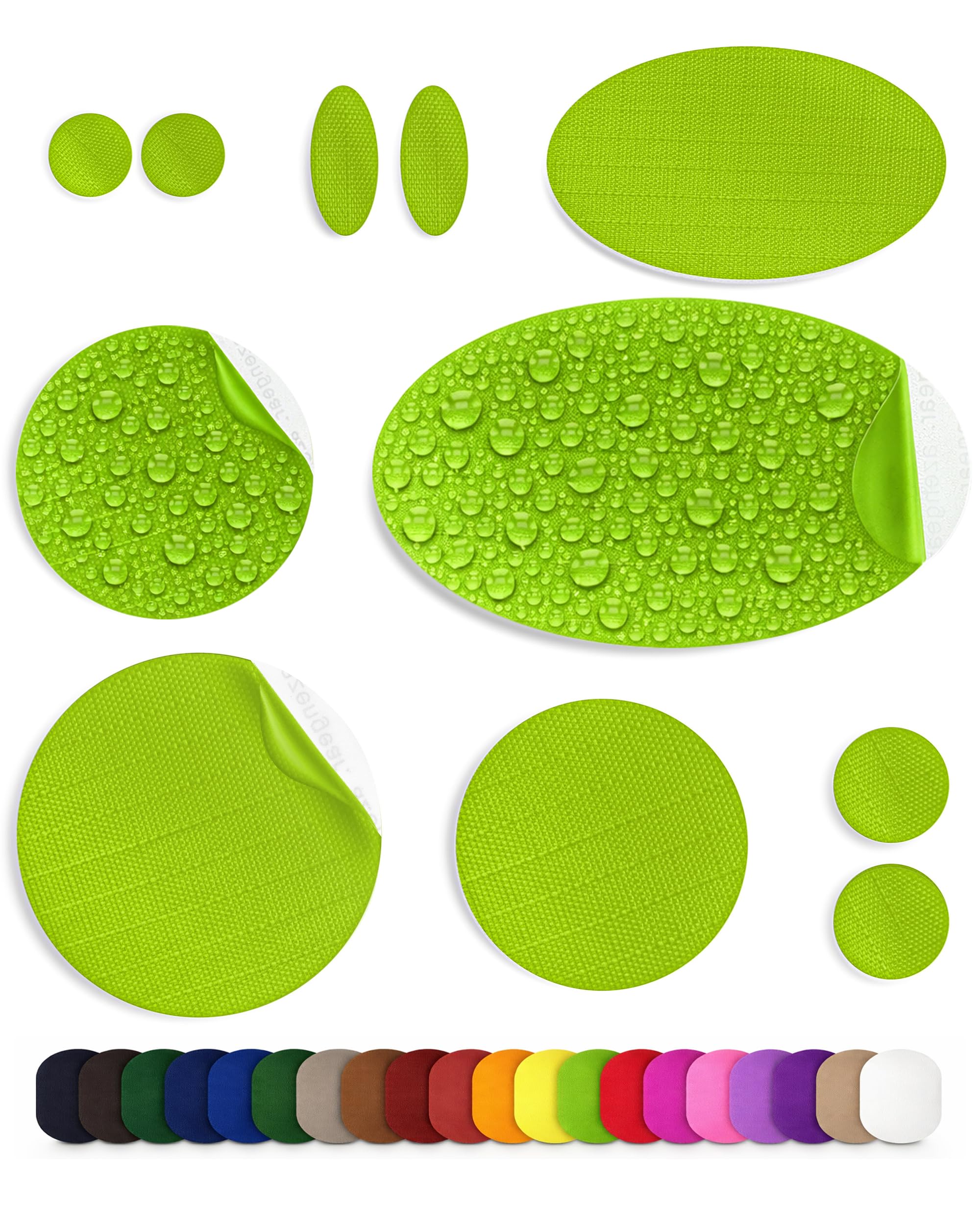 aZengear Toppe di Riparazione per Piumini, autoadesive, morbide, Impermeabili, Resistenti agli Strappi in Tessuto di Nylon per Fissare i Fori nei Vestiti, nei Sacchi a Pelo (11 Pezzi, Verde)