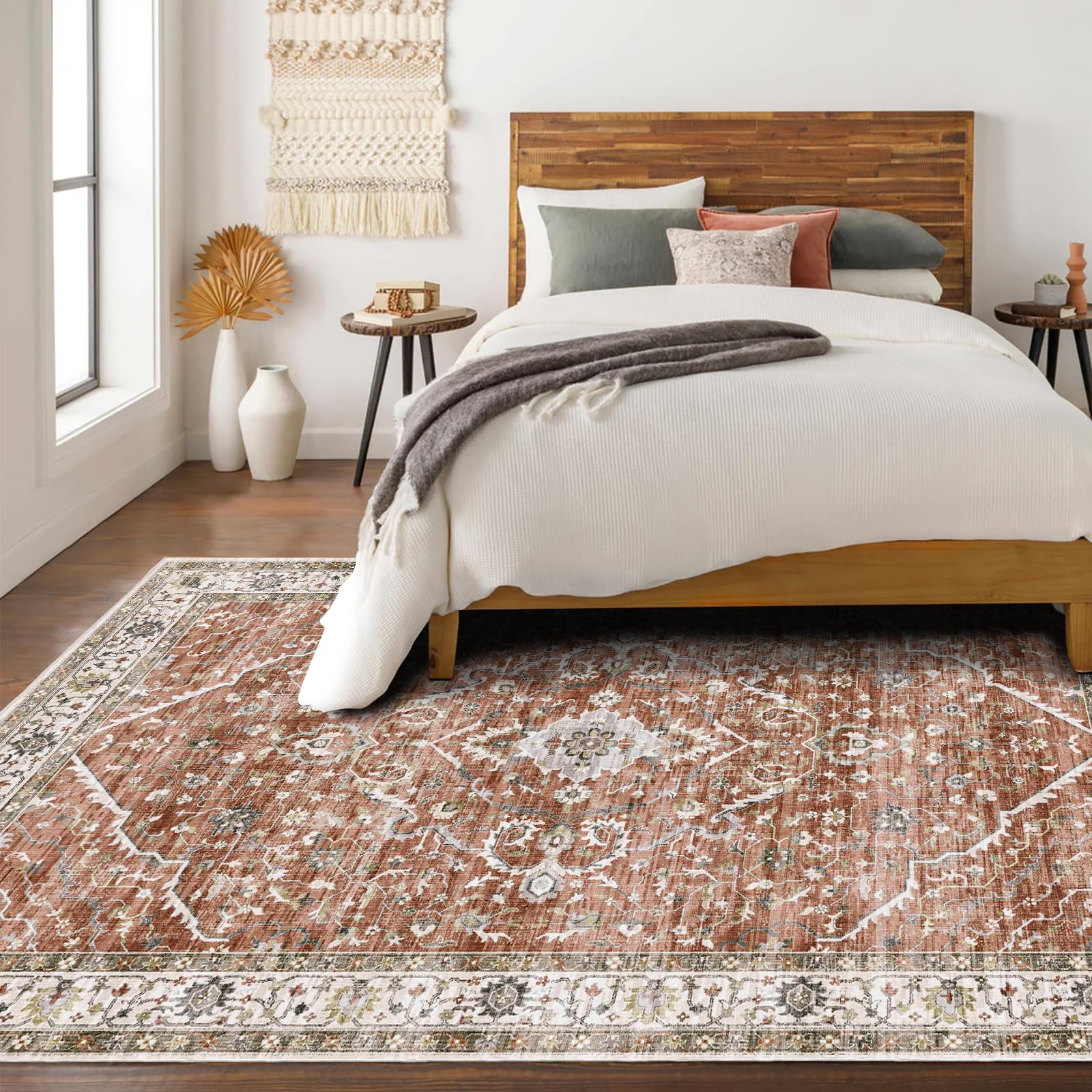 Deerly Large 5x8 Rugs for Dining Room Machine Washable Rugs Boho 5x8 Rug for Living Room Carpet Non-Slip Family & Pet Friendly Area Rugs Print Floor