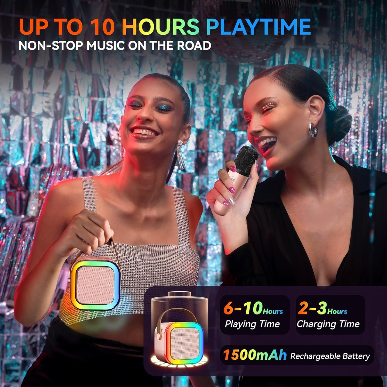 Storio Rechargeable Wireless Mini Portable Bluetooth Karaoke Machine | Bluetooth Speaker with Microphone & LED Lights - Kids Music Singing Toys for Girl Boy Birthday Gift Ideas 3