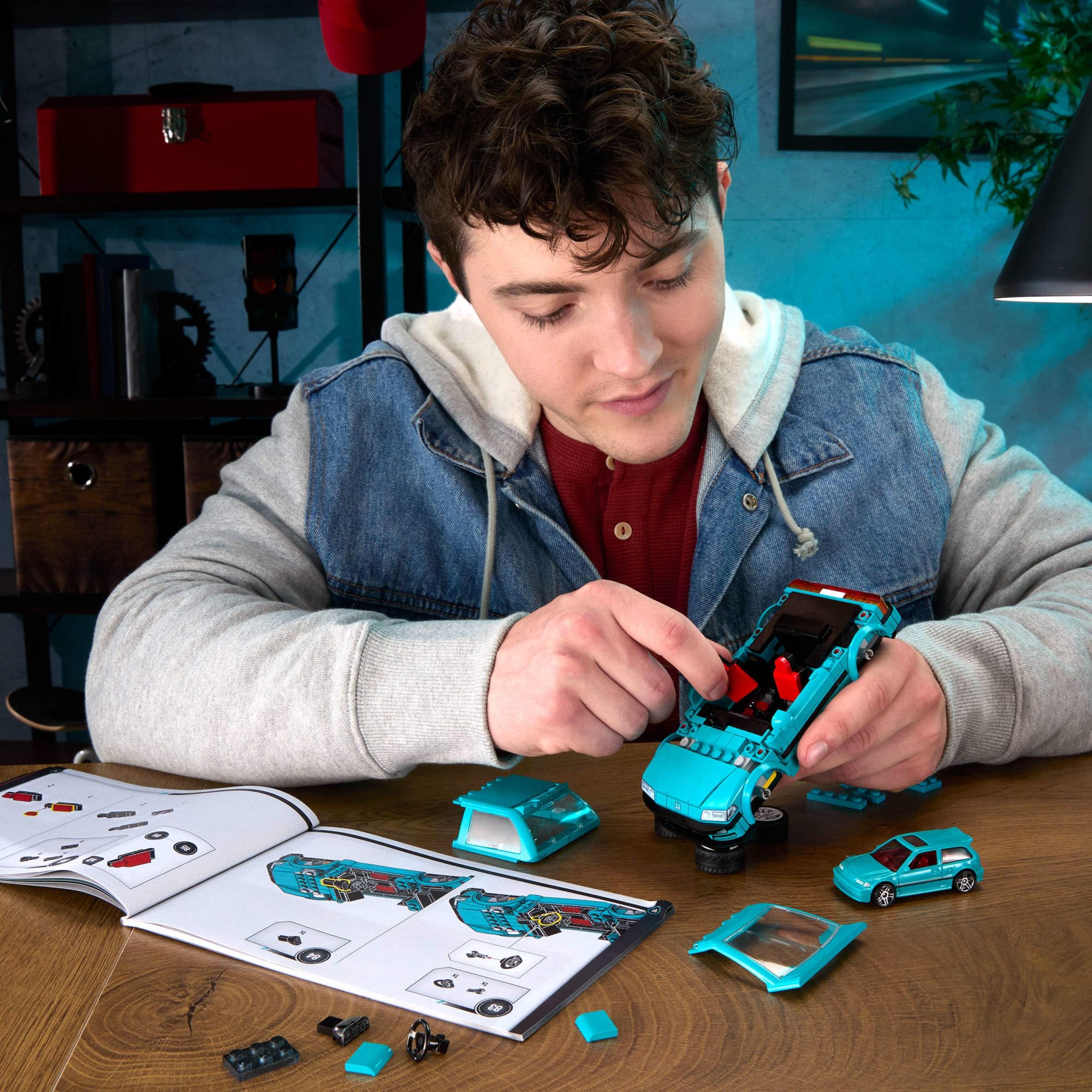 Mattel Brick Shop Hot Wheels Speed Serie Bauset, Custom ’90 Honda Civic EF mit 248 Teilen, realistischen Details und individuellen Aufklebern, Erwachsene Sammler und Kinder ab 10 Jahren, JHF62