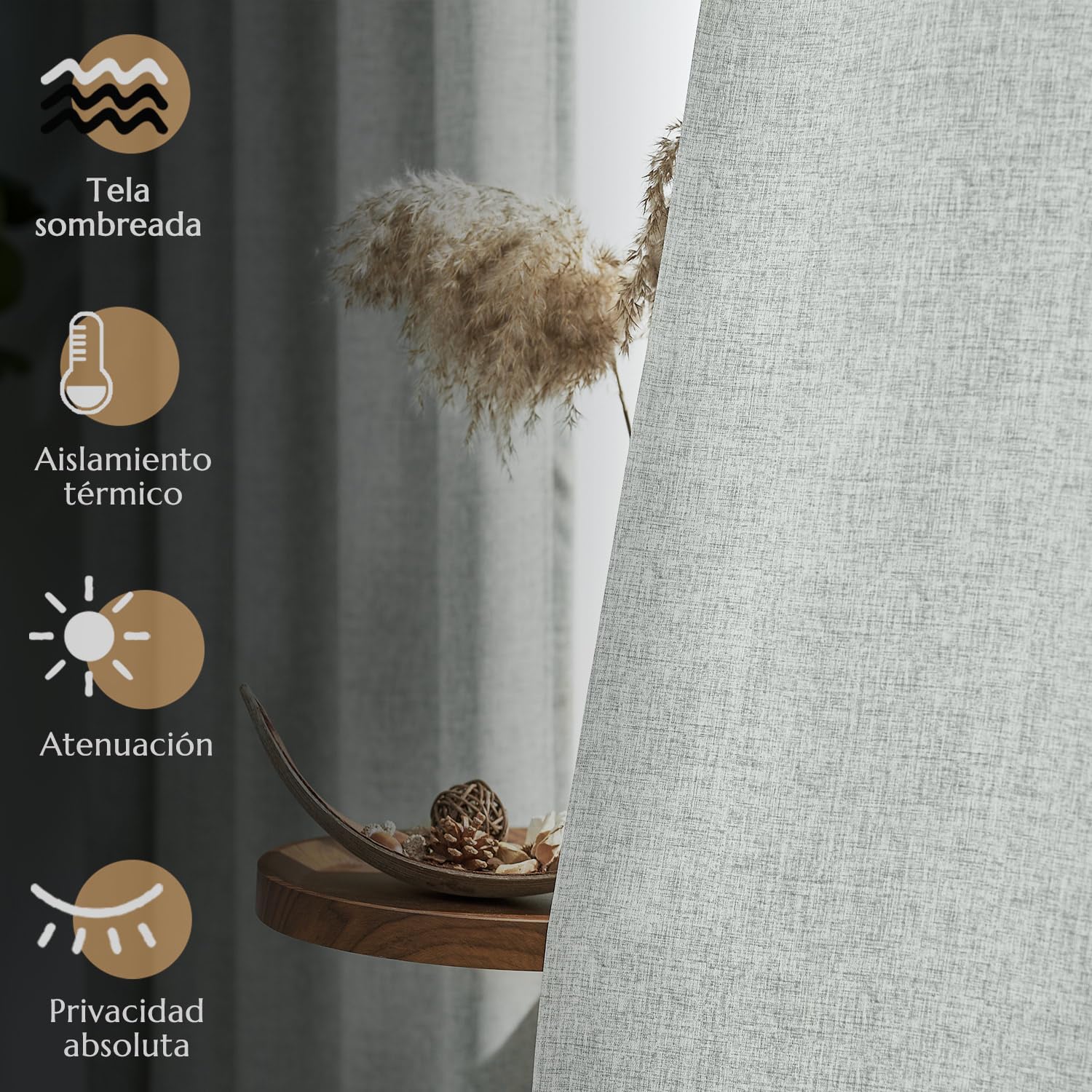 TOPICK Lot de 2 Rideau Occultant Thermiques Isolant Anti Froid et Chaleur Rideau Fenetre Opaque Draperies Intérieurs Gris Simple Durable pour Chambre à Coucher Salon Chambre Adulte 140 x 245cm (LxH) | Rideaux avec passe-tringle, rideaux pour salon, chambr
