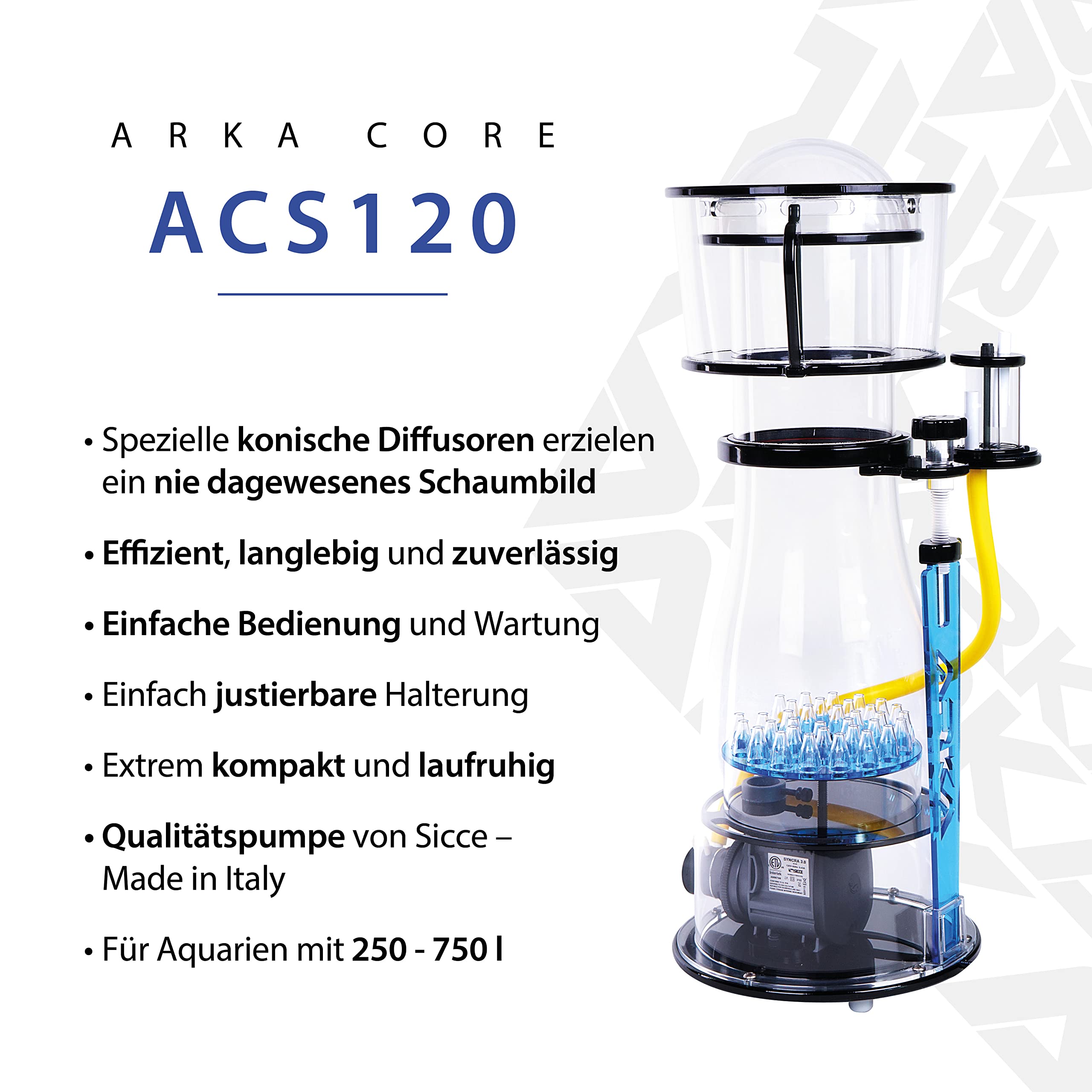 DOSNTO Arka Core - Espumador de Alta eficiencia para Cualquier Acuario de Agua de mar, Varios Modelos (hasta 1000 L)