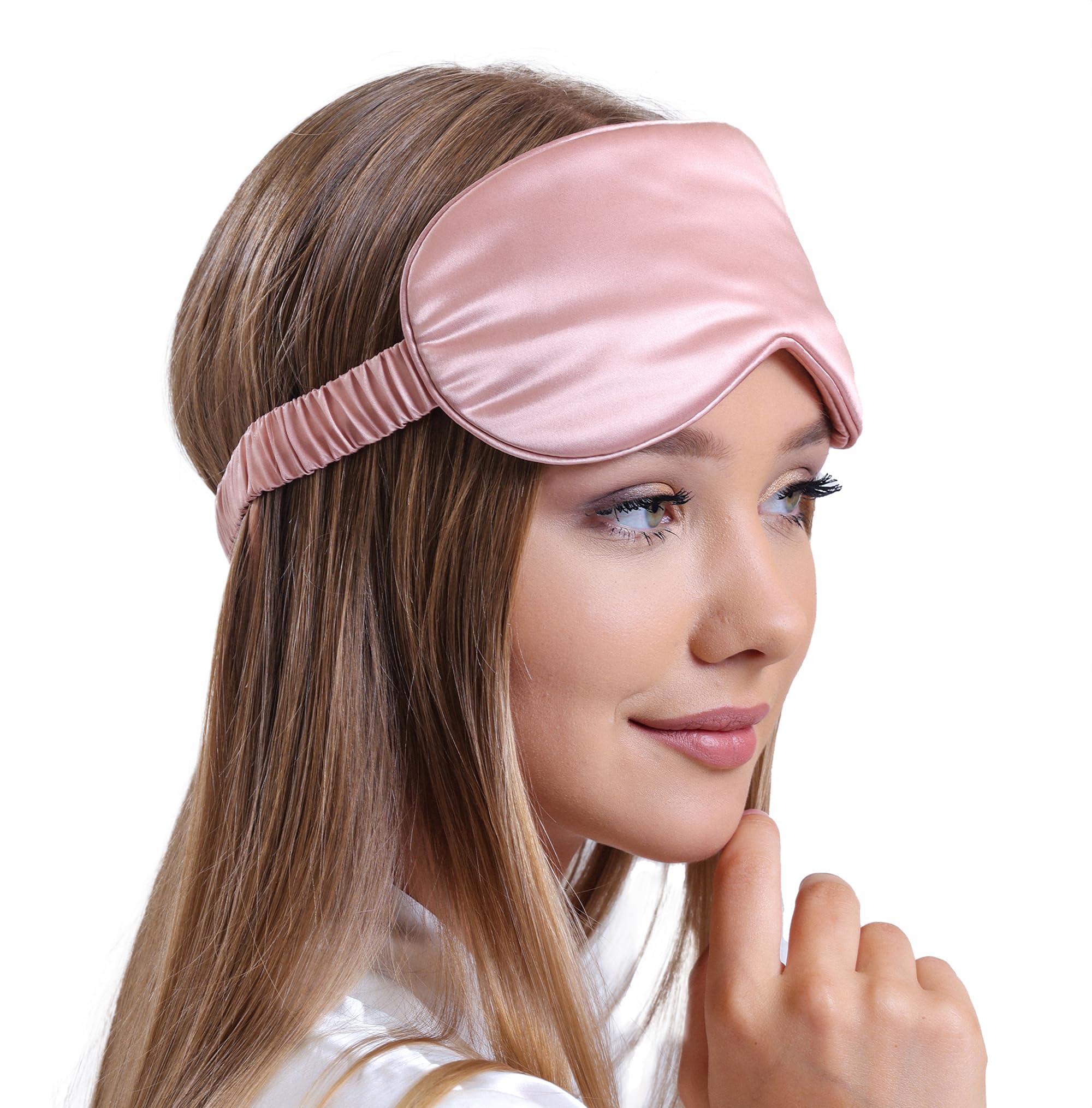 Silk Sleep Mask - 100% Pure 22 Momme Mulberry Silk Eye Sleeping Mask for Women and Men - Blackout Eye Mask for Sleeping (Pink)