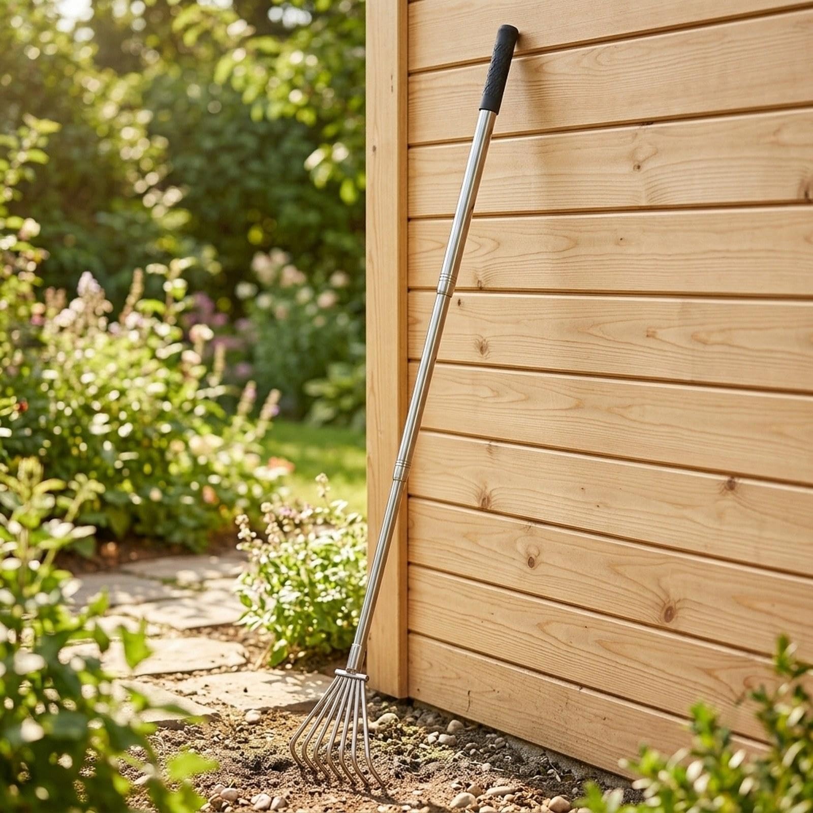 Sharplace Râteau à de jardin robuste, design ergonomique et polyvalent, en acier inoxydable pour ramasser les débris en profondeur et les feuilles, 3 et 7 Dents