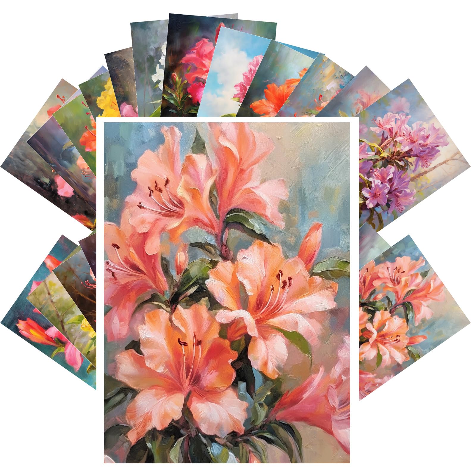 PIXILUV Vintage Postcards (24pcs 4"x6") Rhododendron Rhapsody: A Collection of Artistic Postcards Celebrating the Diverse Beauty of Azaleas and