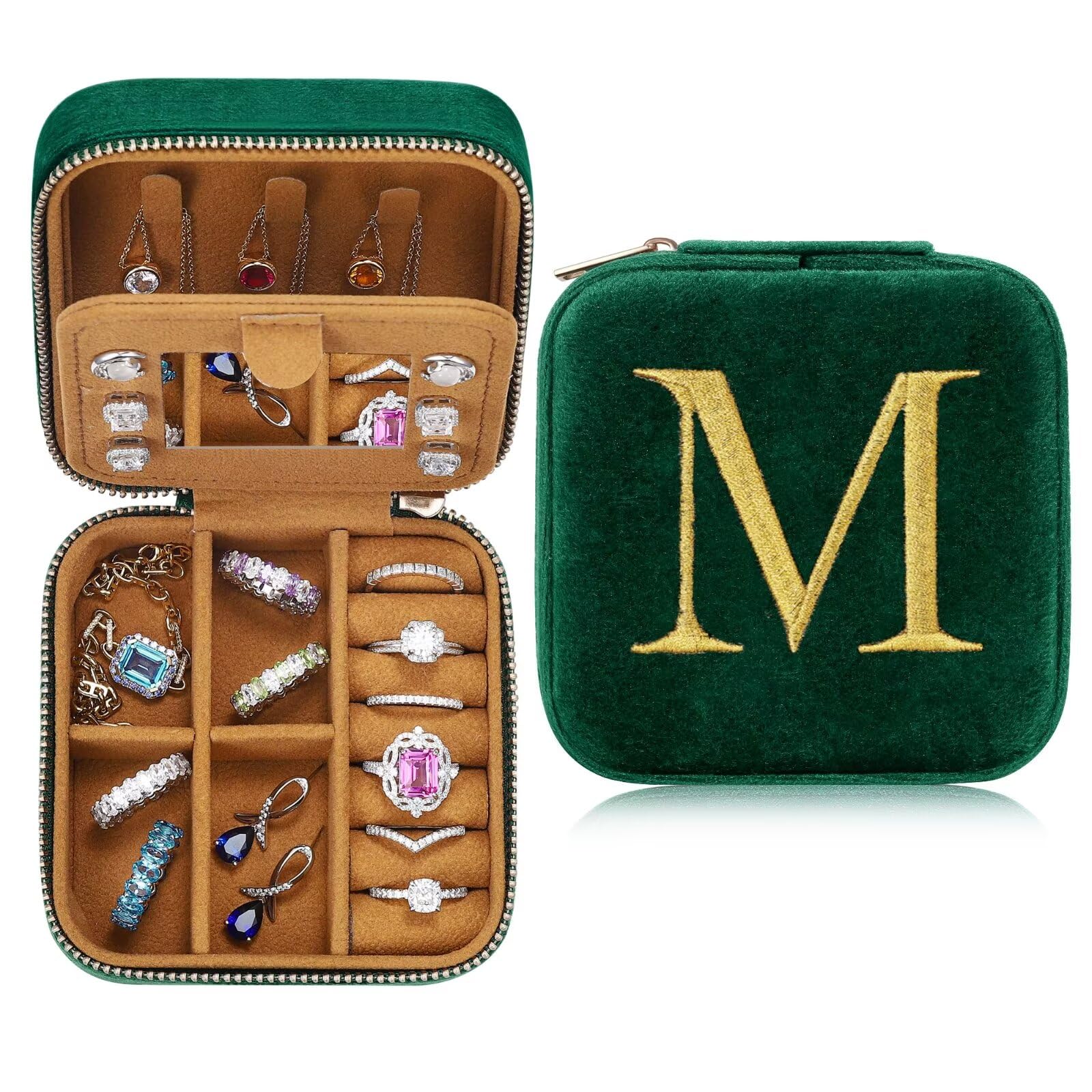Tingn Women's M Small Travel Jewelry Case Jewelry Box Jewelry Organizer, Travel Essentials Travel Accessories For Girls, Christmas Gifts For Wife Girlfriend O Grandma Letter