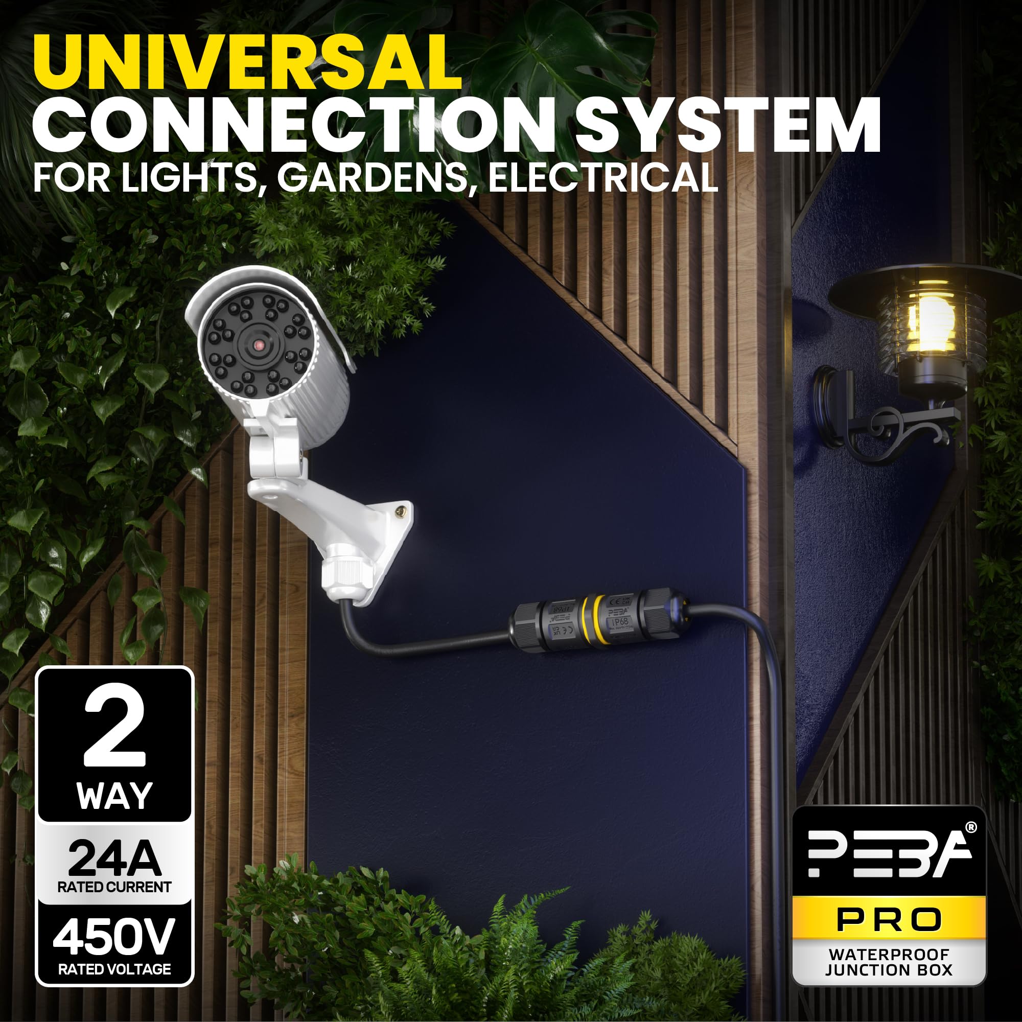 PEBA® Conector de cable estanco IP68,Cajas de Conexiones Impermeables,Conectores electricos rapidos de 2 vías,Manguito de conexión eléctrico exterior 3 pines para jardín apto para cables 4-12mm