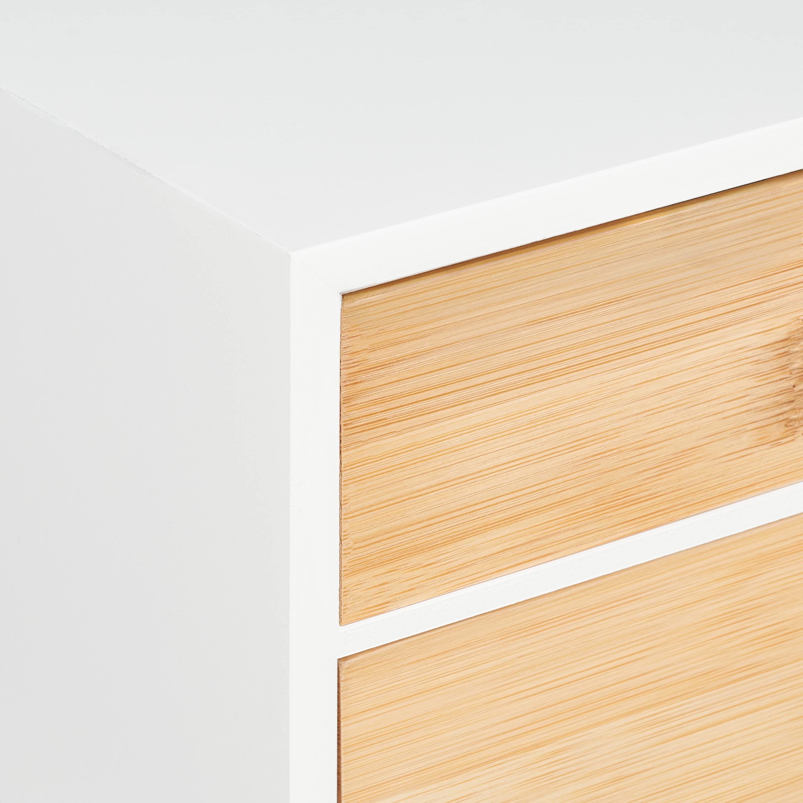 Relaxdays Organizador Escritorio, 2 Cajones, Almacenamiento Material Oficina, Bambú y MDF, 14x33x21cm, Natural y Blanco