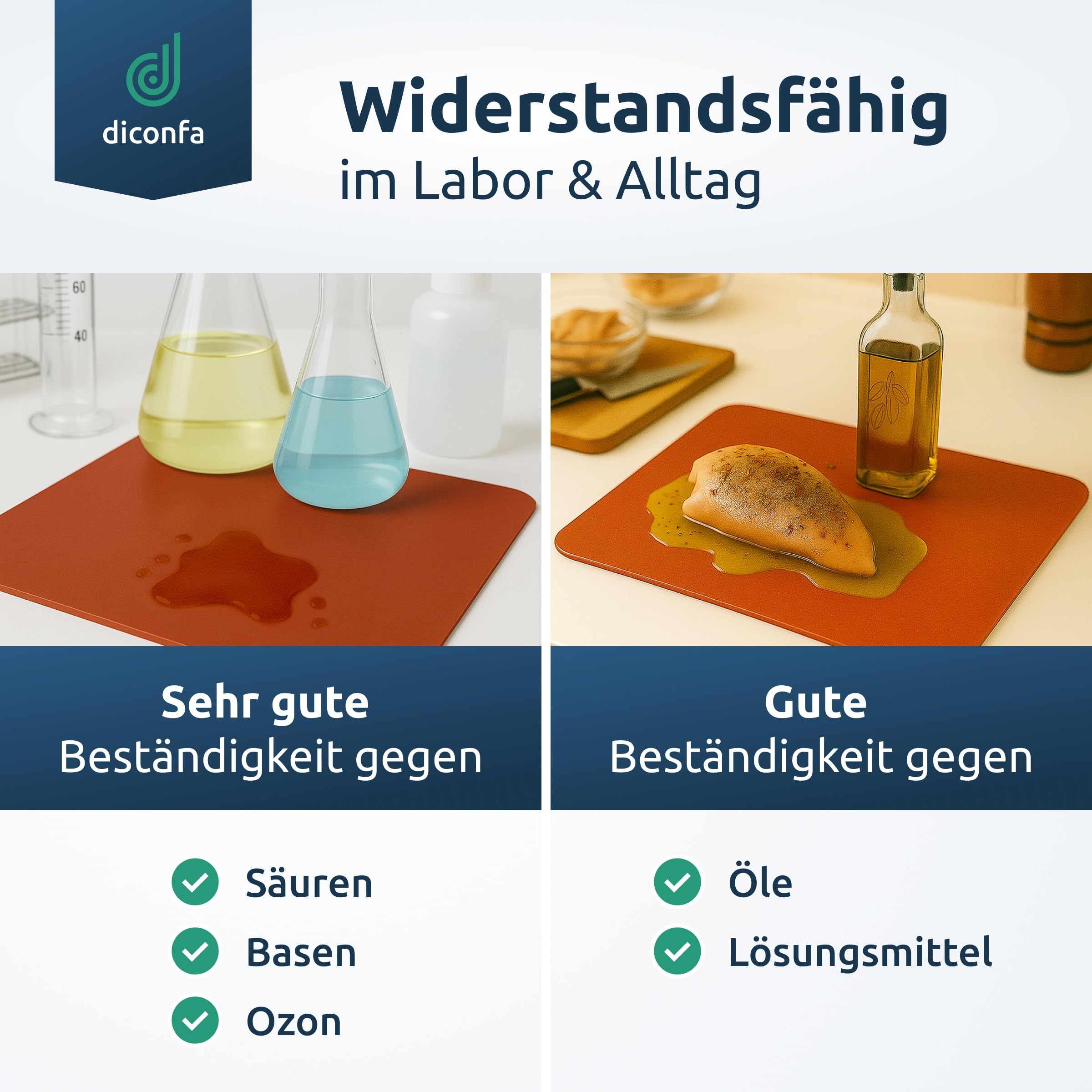 diconfa Silikonmatte Silikonplatte ROT nach Maß - DICKE: 0,5mm bis 10mm - BREITE/LÄNGE: 50mm bis 1200mm - AUSWAHL: 300mm x 100mm x 3mm (30cm x 10cm x 0,3cm) FDA-konform Unterlage Silikon