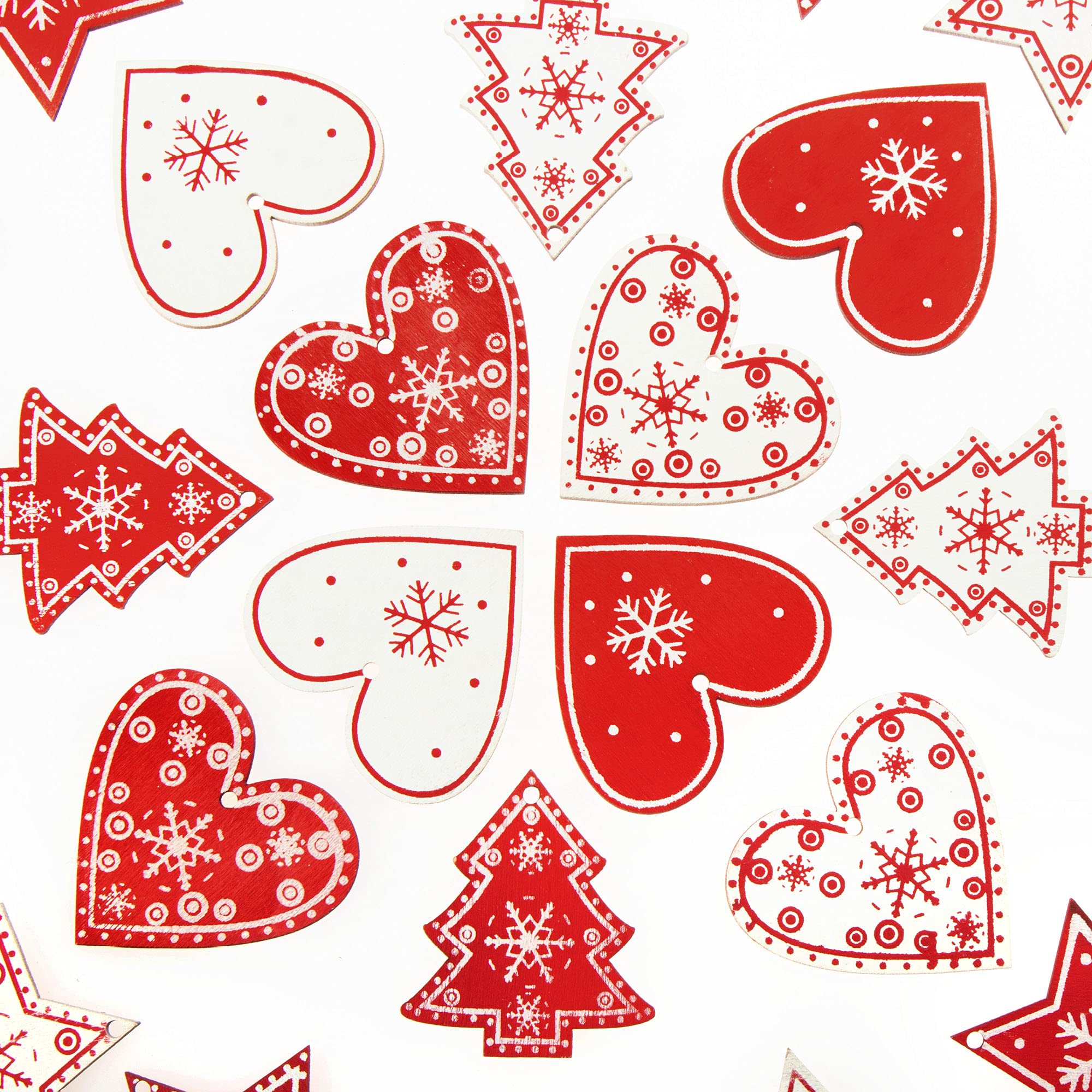 Decorazioni Natalizie Legno - 36 Pezzi Per Albero Di Natale, Forme Diverse - Foto 7