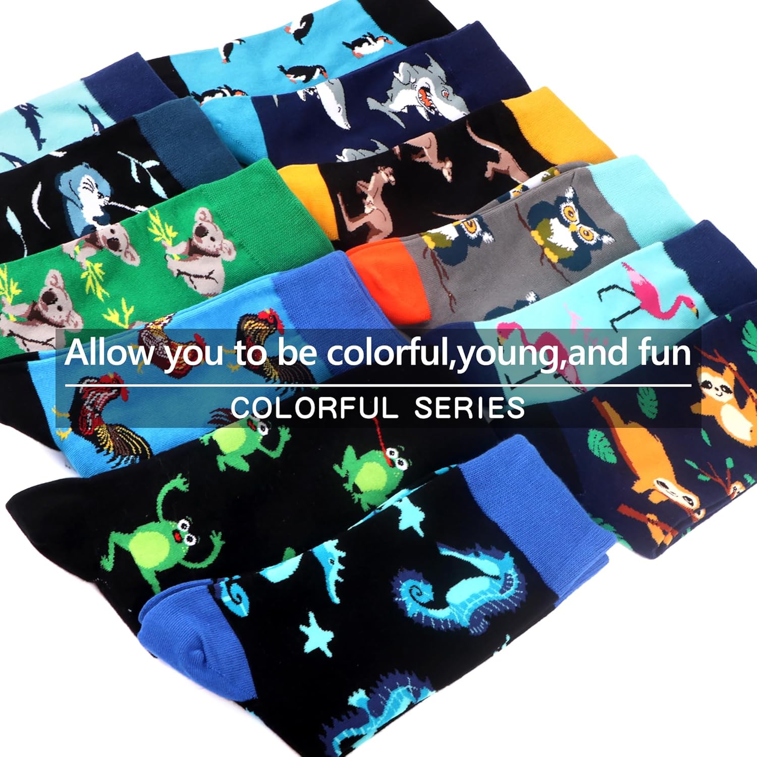 WeciBor Men's Dress Funny Crazy Colorful Novelty Combed Cotton Crew Socks 12 Pack - Size 7-10/10-13/13-15 - Image 4