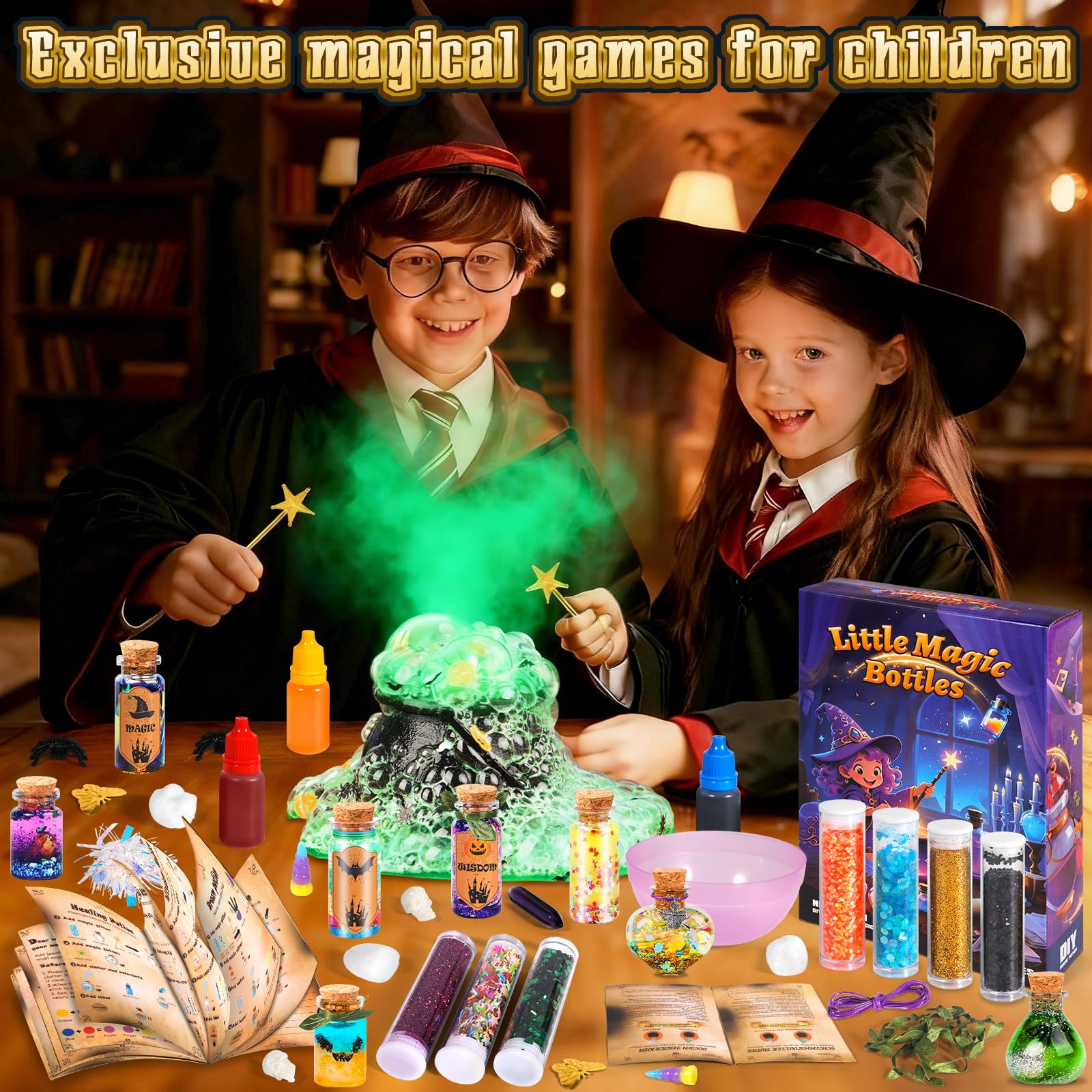 Magiczna mikstura Zestaw Dziecko, miesza 20 butelek magicznej mikstury z magicznym garnkiem, zabawki rzemieślnicze kreatywne prezent dla chłopców i dziewcząt, DIY Zestawy do rękodzieła