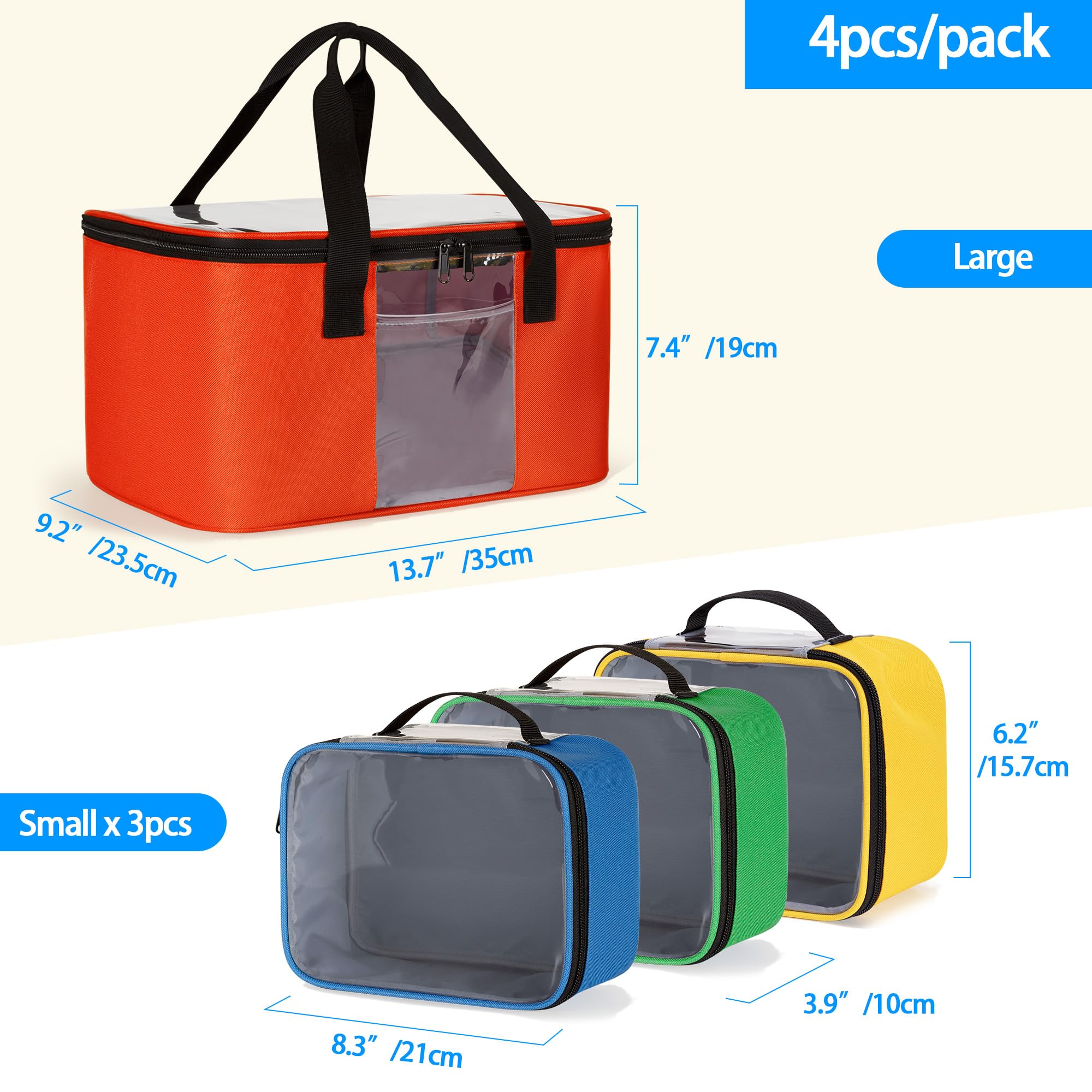 Rexmica 4 Piezas Bolsa de Almacenamiento de Juguetes, bolsa de transporte para Bloques de Construcción, bolsa de almacenamiento para Bloques de Construcción Magnéticos