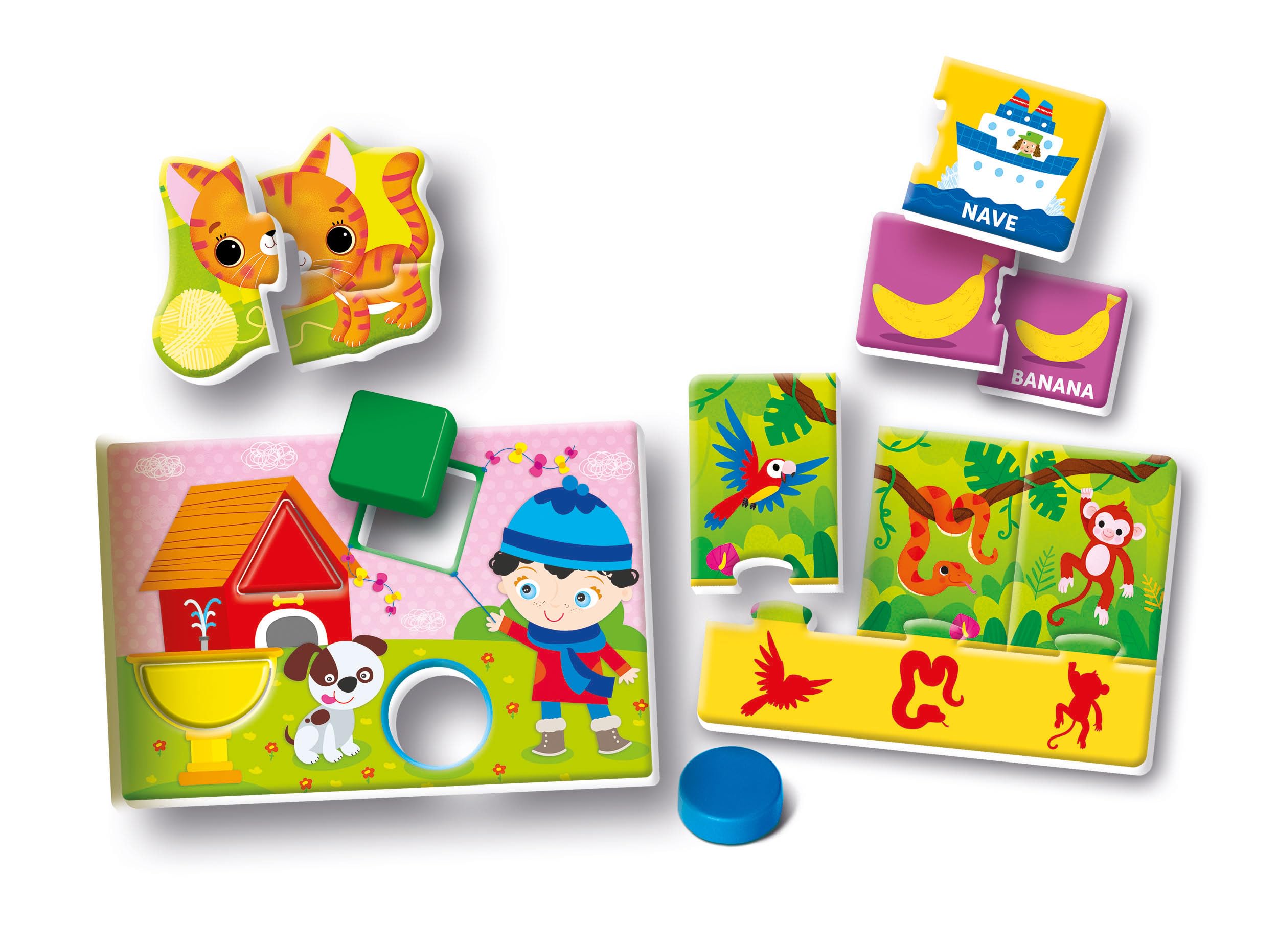 Clementoni Sapientino Montessori - Primi Giochi, Gioco Educativo Metodo Montessoriano Bambini 1-3 Anni, con Tante attività su Forme, Colori, Animali e Parole, Made in Italy, Lingua Italiana, 16857