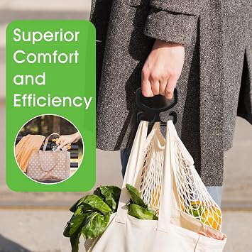 GALLIA Grocery Bag Carrier, 2Pcs Heavy Duty Grocery Bag Holder, Each Holds Up to 80lbs, Durable Bag Carrier for Shopping Bags (Black)