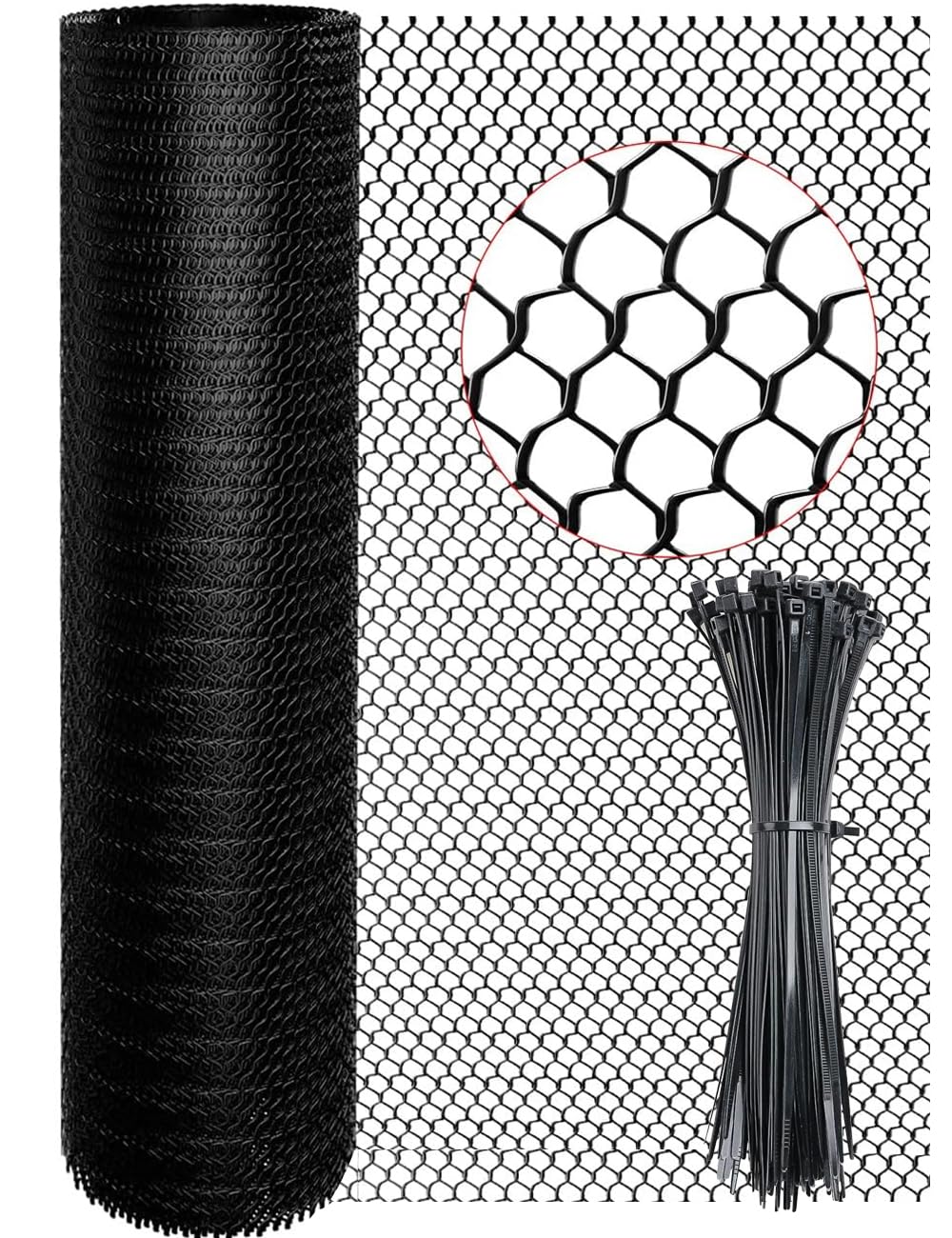 16In x 15Ft Plastic Chicken Wire Mesh Fencing, TOYPOPOR 500GSM Durable Heavy Duty Hexagonal Chicken Wire for Cat Dog Fencing, Garden Fence, Aquarium, Moss Pole, Aperture 0.4'', Rustproof, Easy to Cute