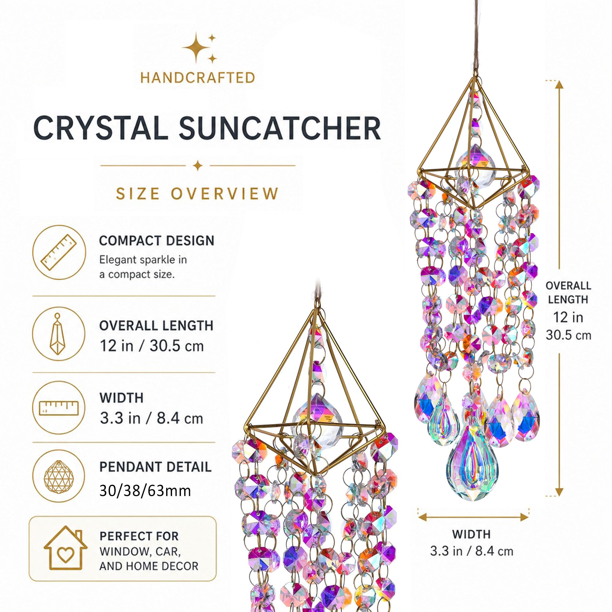 Amazon.co.jp: HDCRYSTALGIFTS クリスタルサンキャッチャー 窓吊り下げ