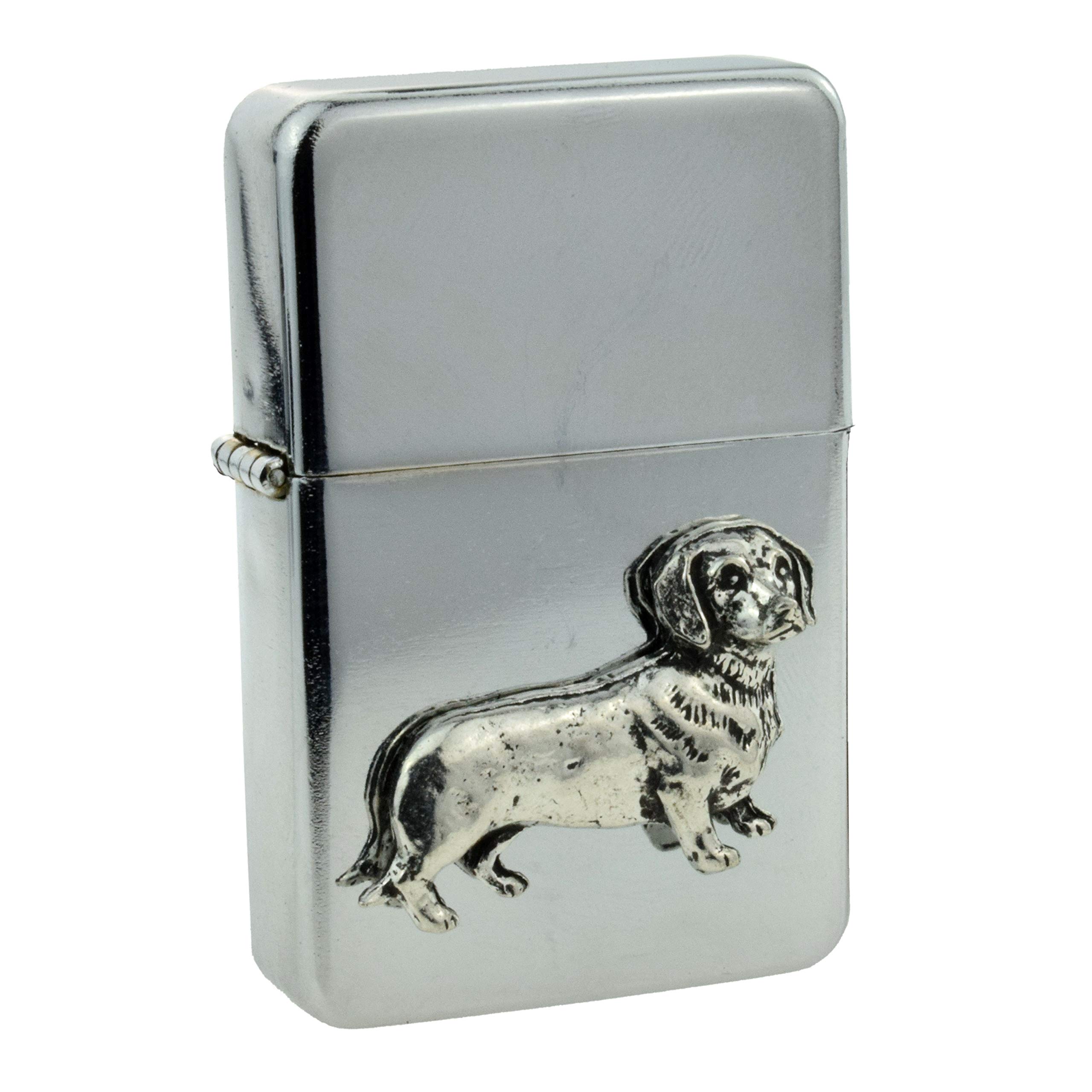 Gtr Prestige Giftware Silver Classic Petrol Lighter With Pewter Dachshund Dog Badge (Uk Only)