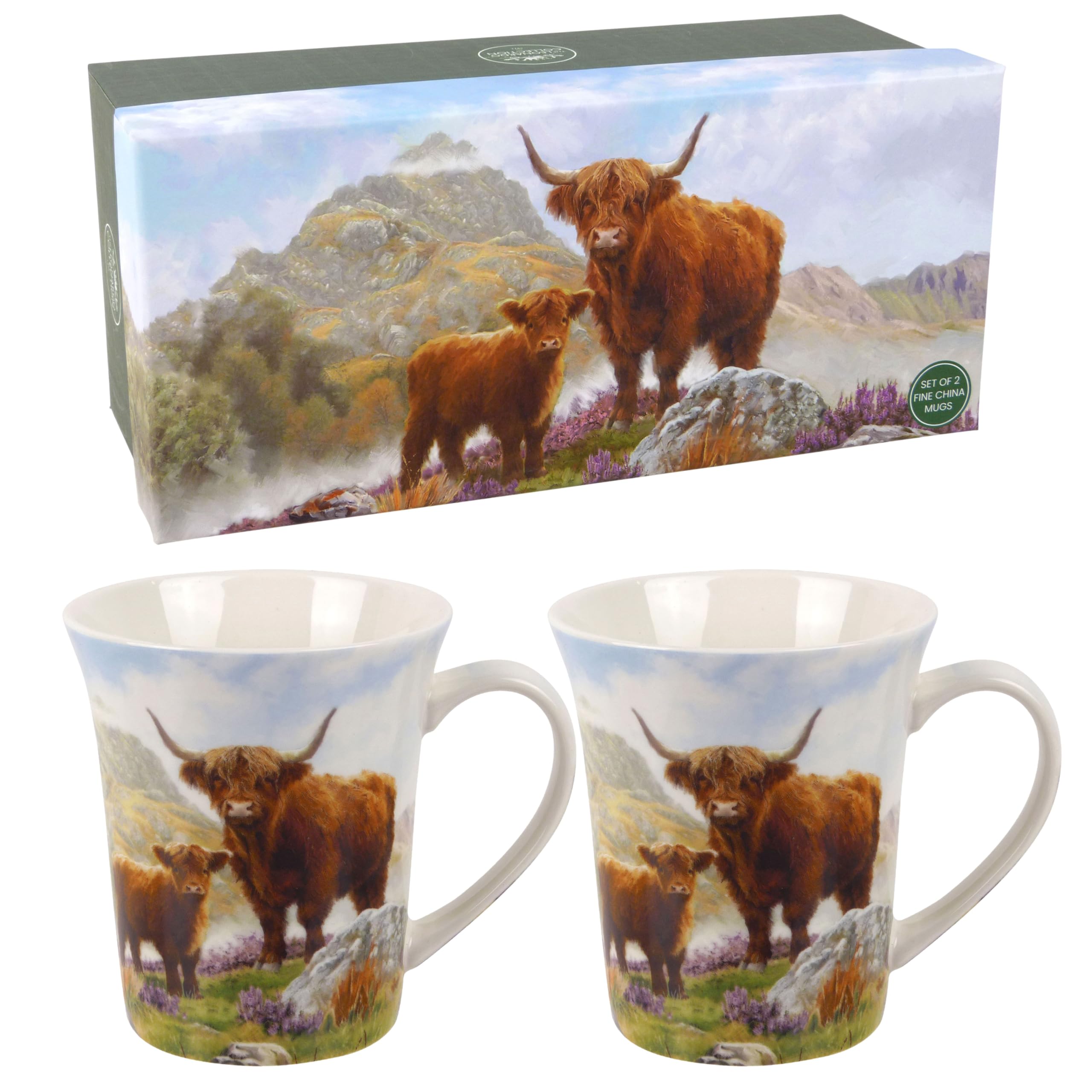 Highland Cow Set of 2 Mugs Gift Boxed