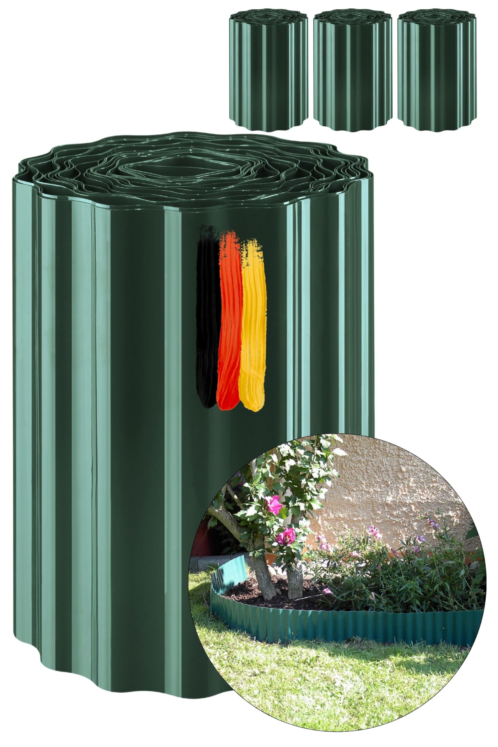 Novatool Borde de Plástico para Césped, 15 cm de Alto, 3 x 9 m, Verde - Borde Cortado para Jardín y Arriates, Protección y Barrera para Raíces