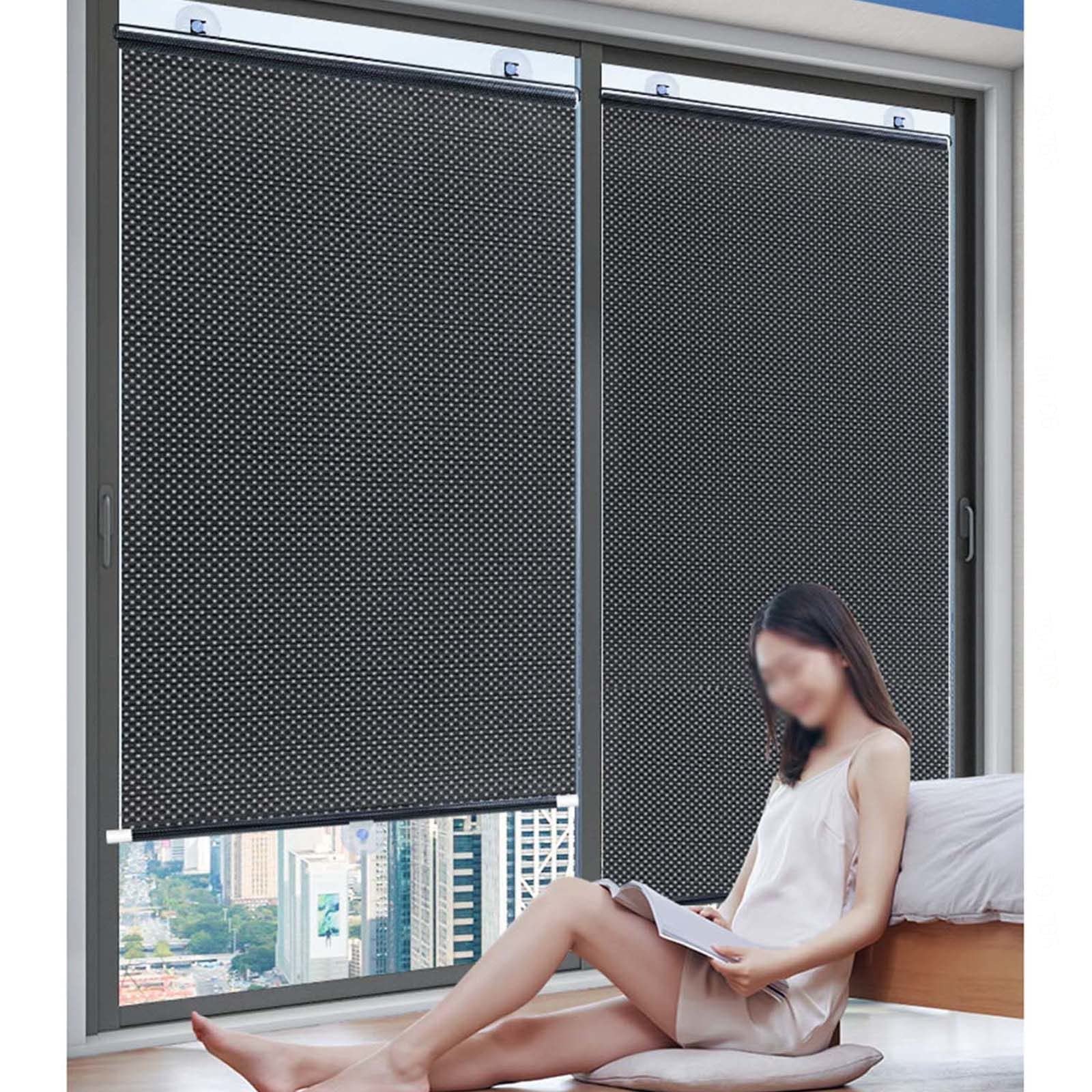 Zuignap Rolgordijnen, Verduisterende Rolgordijnen Zonder Boren, Zonnescherm Rolgordijnen, Dakraam Rolgordijnen, Tijdelijke Jaloezieën, Privacy Screens, Black-68x125cm/27 * 49in