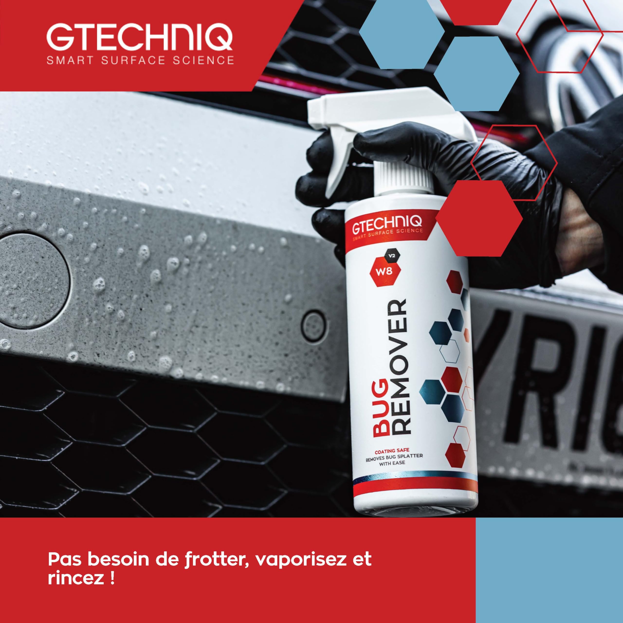Gtechniq W8 Bug Remover démoustiquant auto. Nettoyant Non-Caustique contre les traces d’insectes, 100% Biodegradable. Facile à utiliser - 250ml